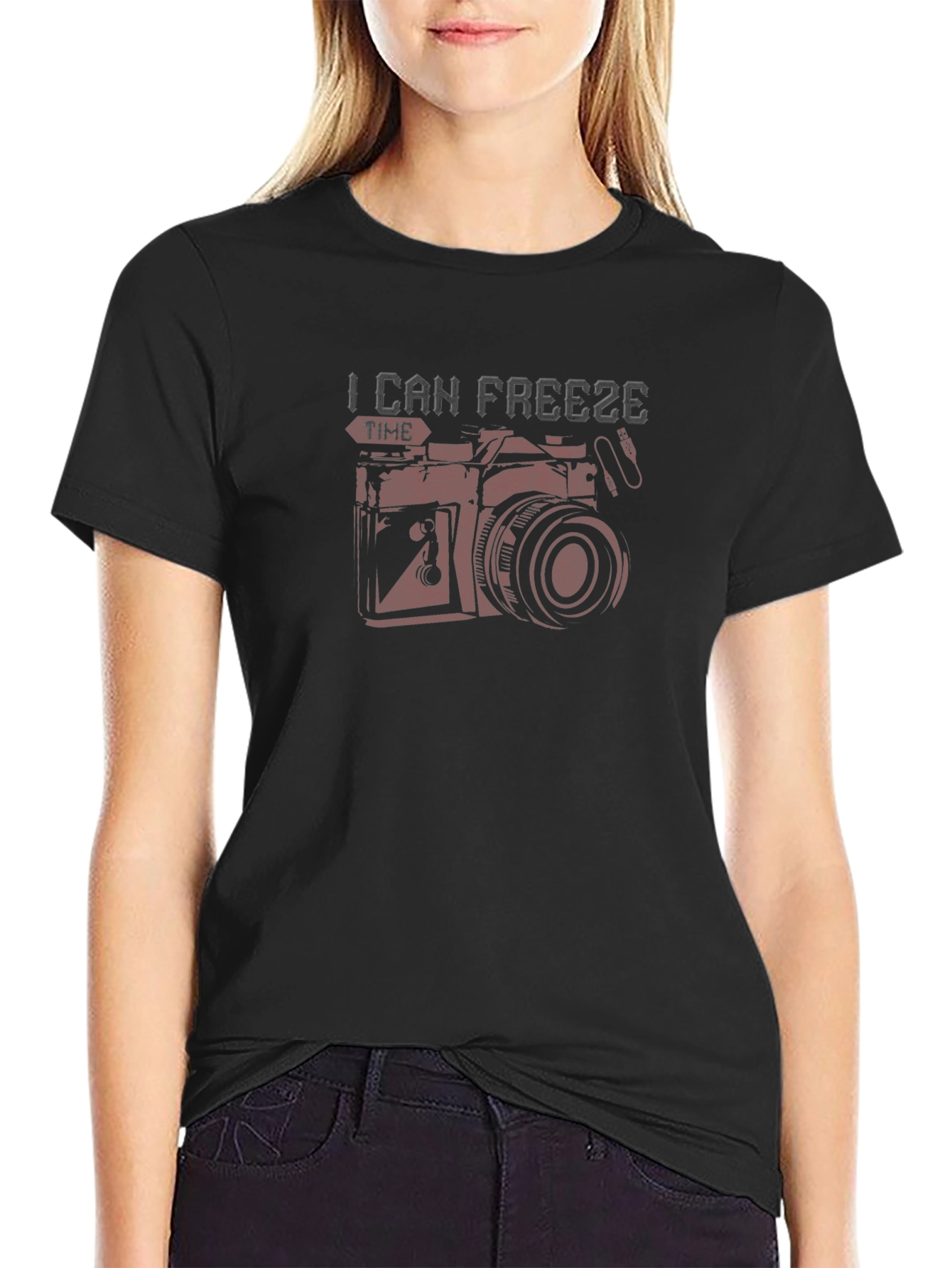 Freeze Time Camera Graphic T-Shirt - Black
