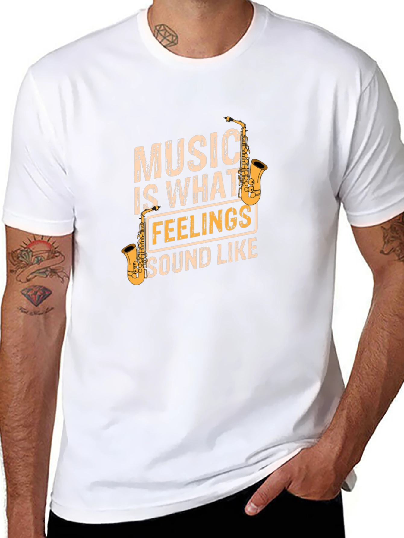 Music is What Feelings Sound Like Black T-Shirt