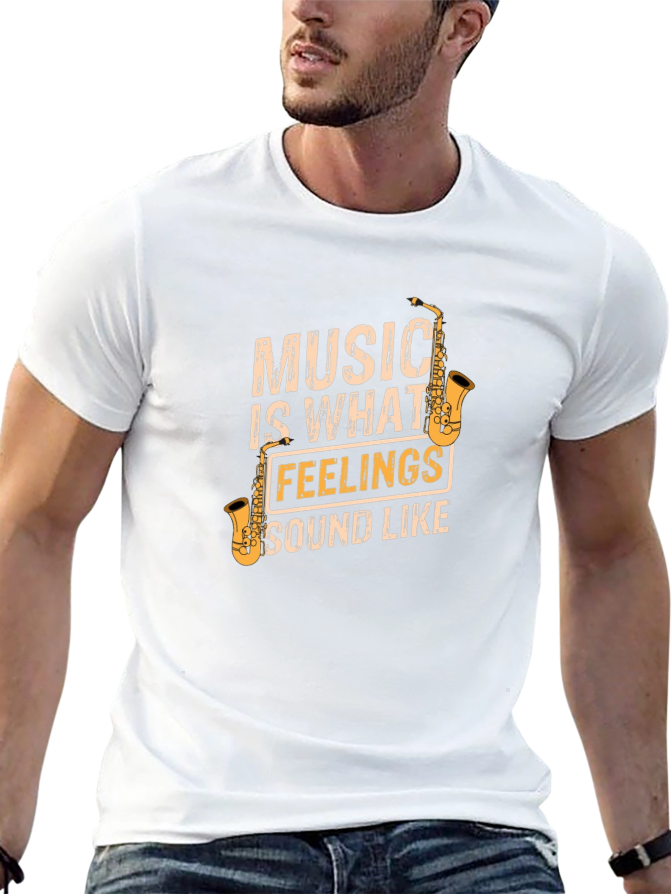 Music is What Feelings Sound Like Black T-Shirt