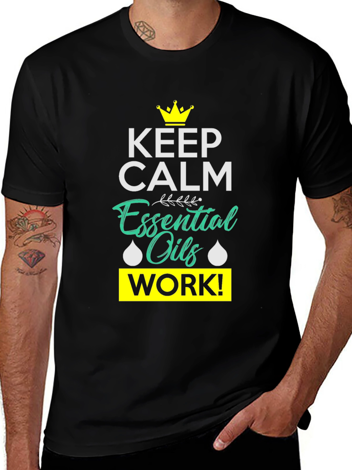 Keep Calm Essential Oils Work Black T-Shirt
