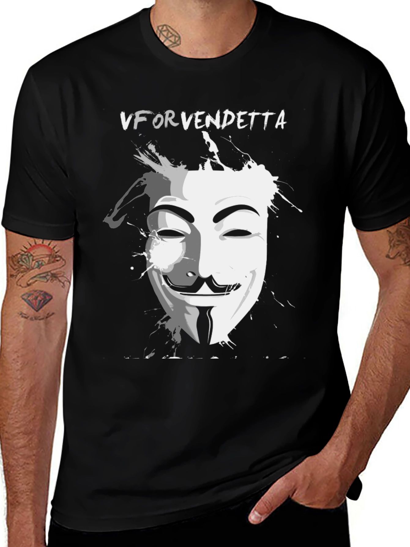 V for Vendetta Graphic Tee - Black