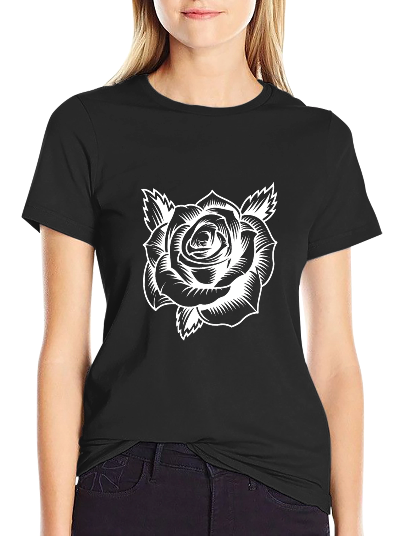 Black Rose Graphic Tee - Stylish Comfort