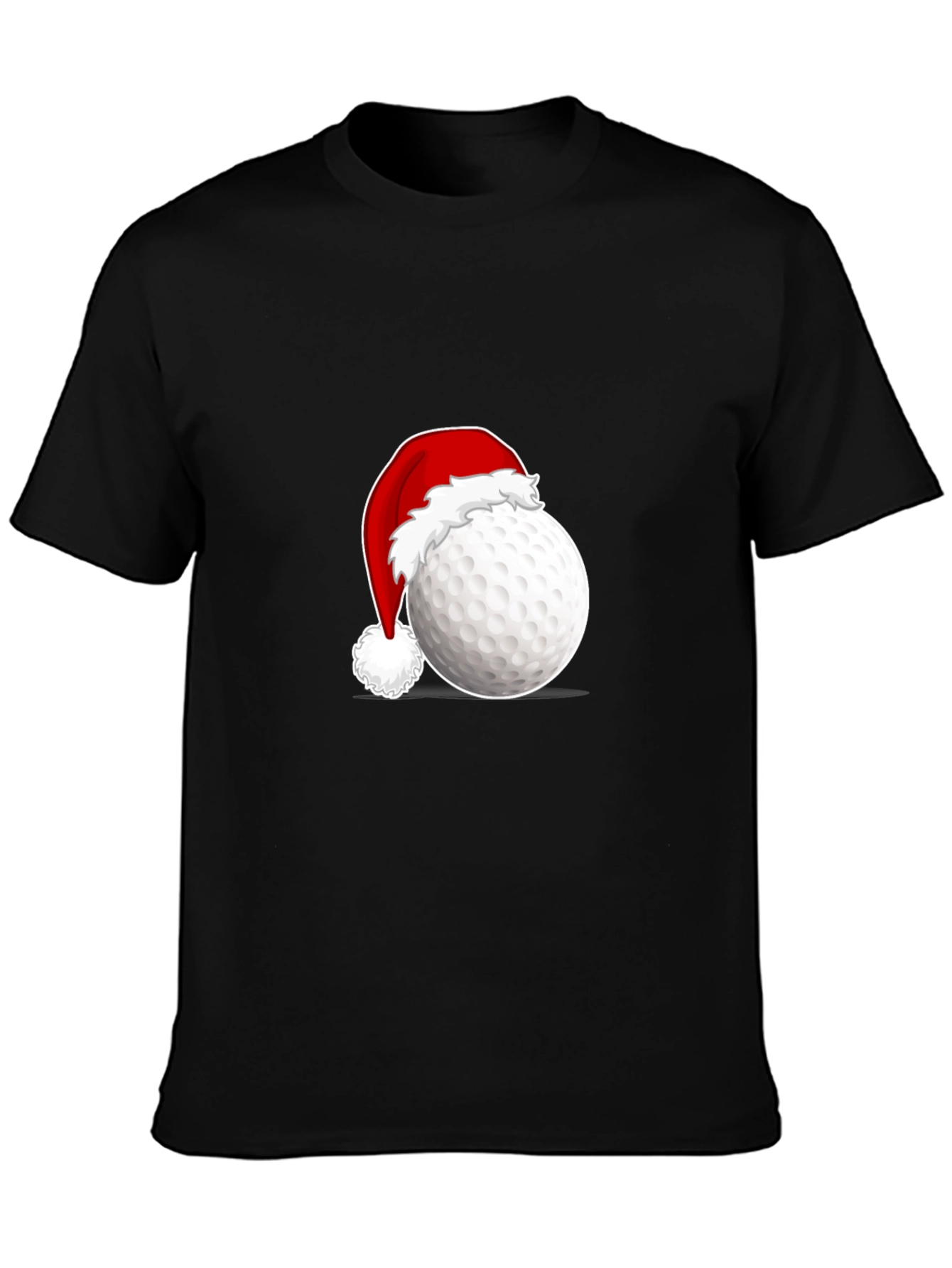 Festive Golf Ball Santa Hat Tee - Black