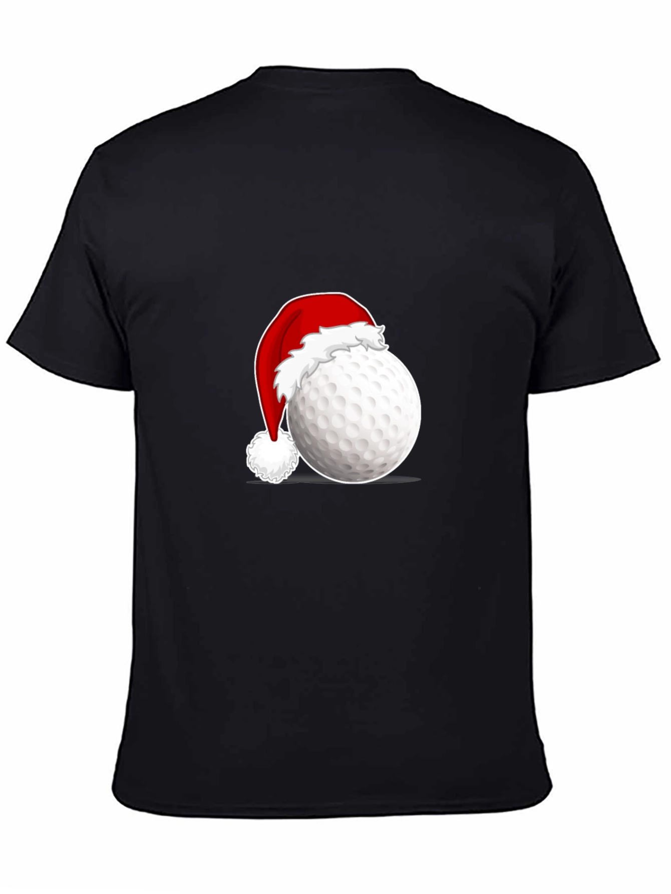Festive Golf Ball Santa Hat Tee - Black