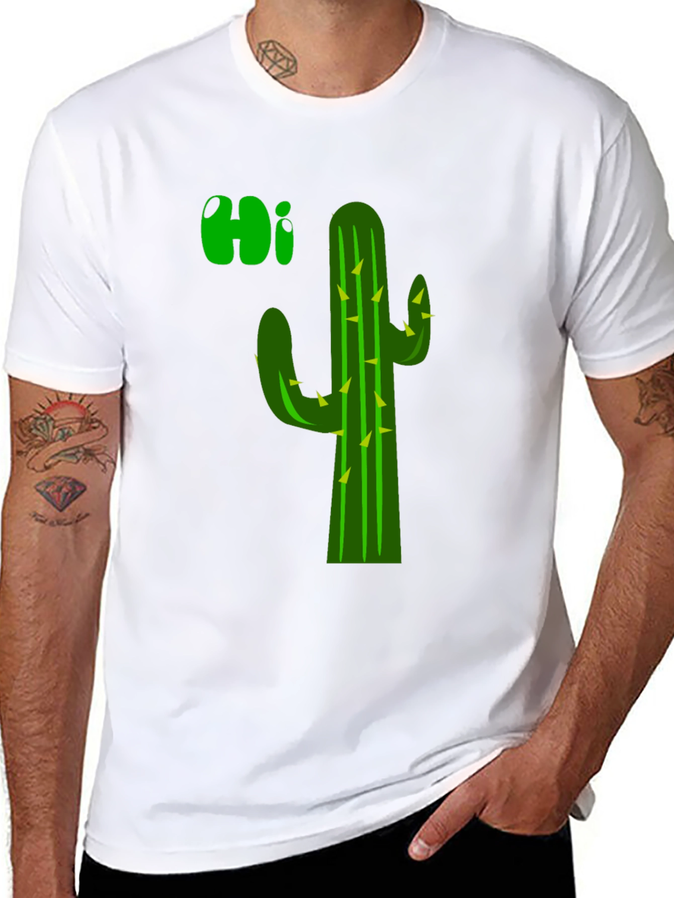 Cactus Hi T-Shirt - Black Graphic Tee