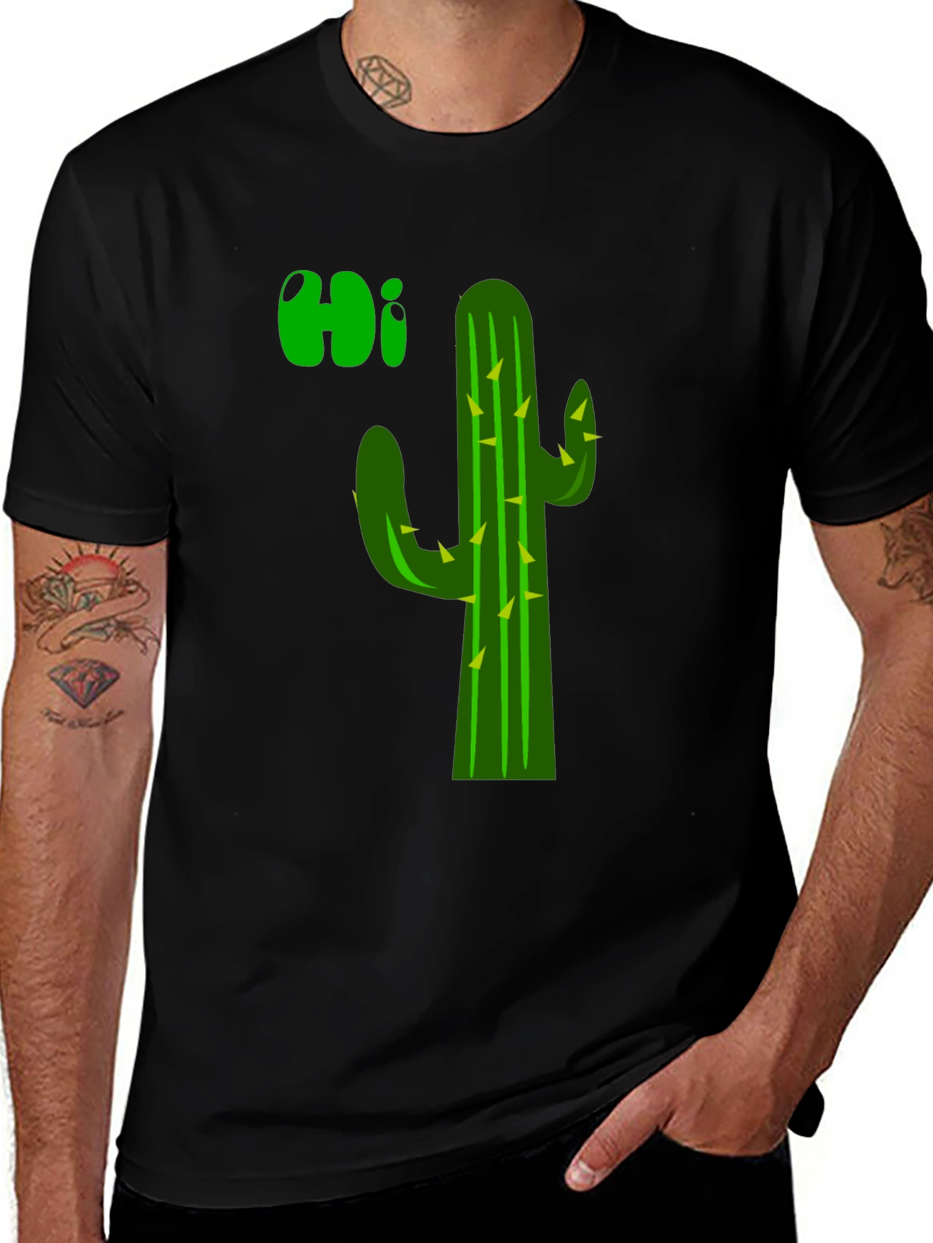 Cactus Hi T-Shirt - Black Graphic Tee