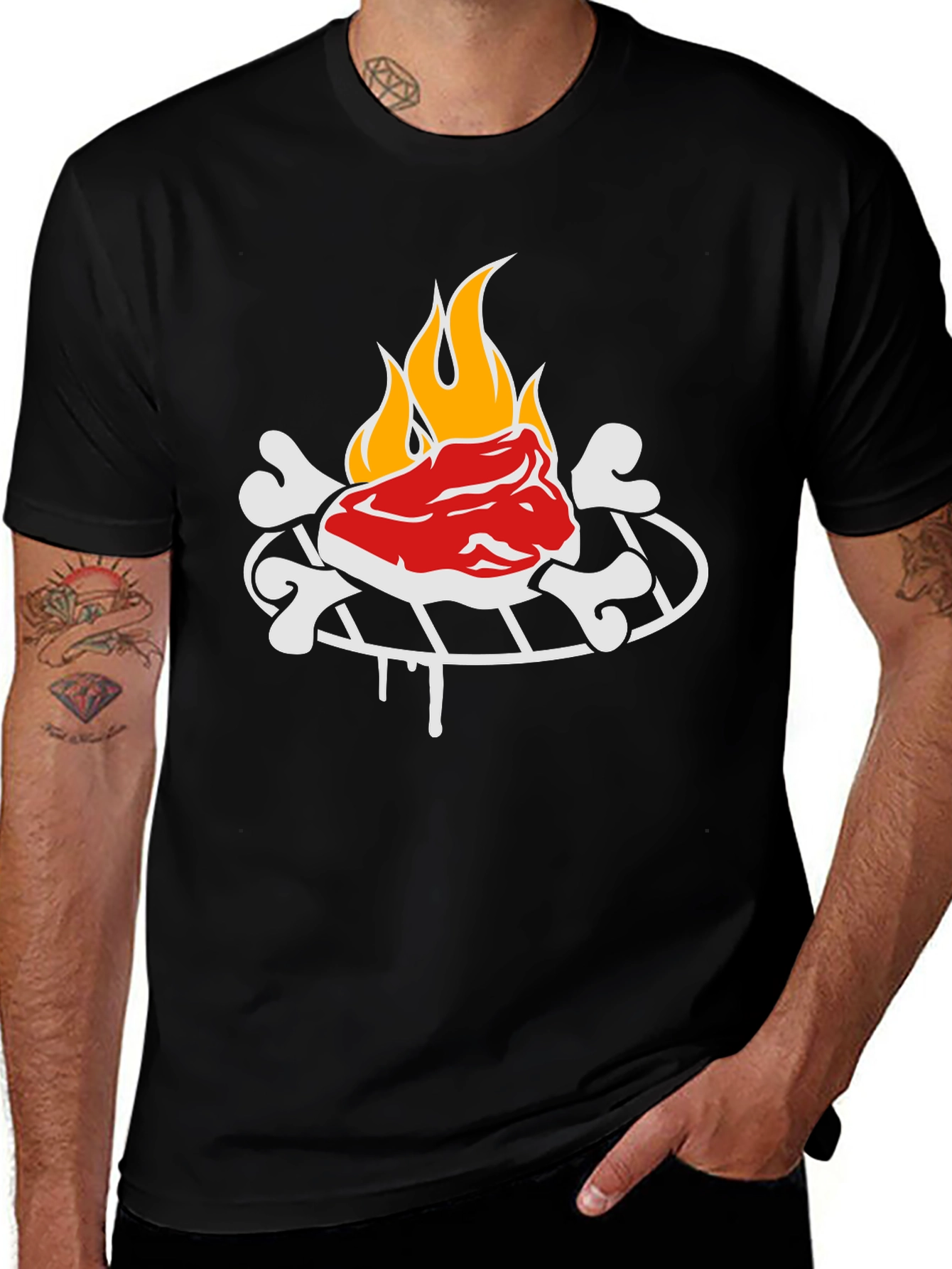 Funny Grilling Graphic Tee - Steak & Bones Design