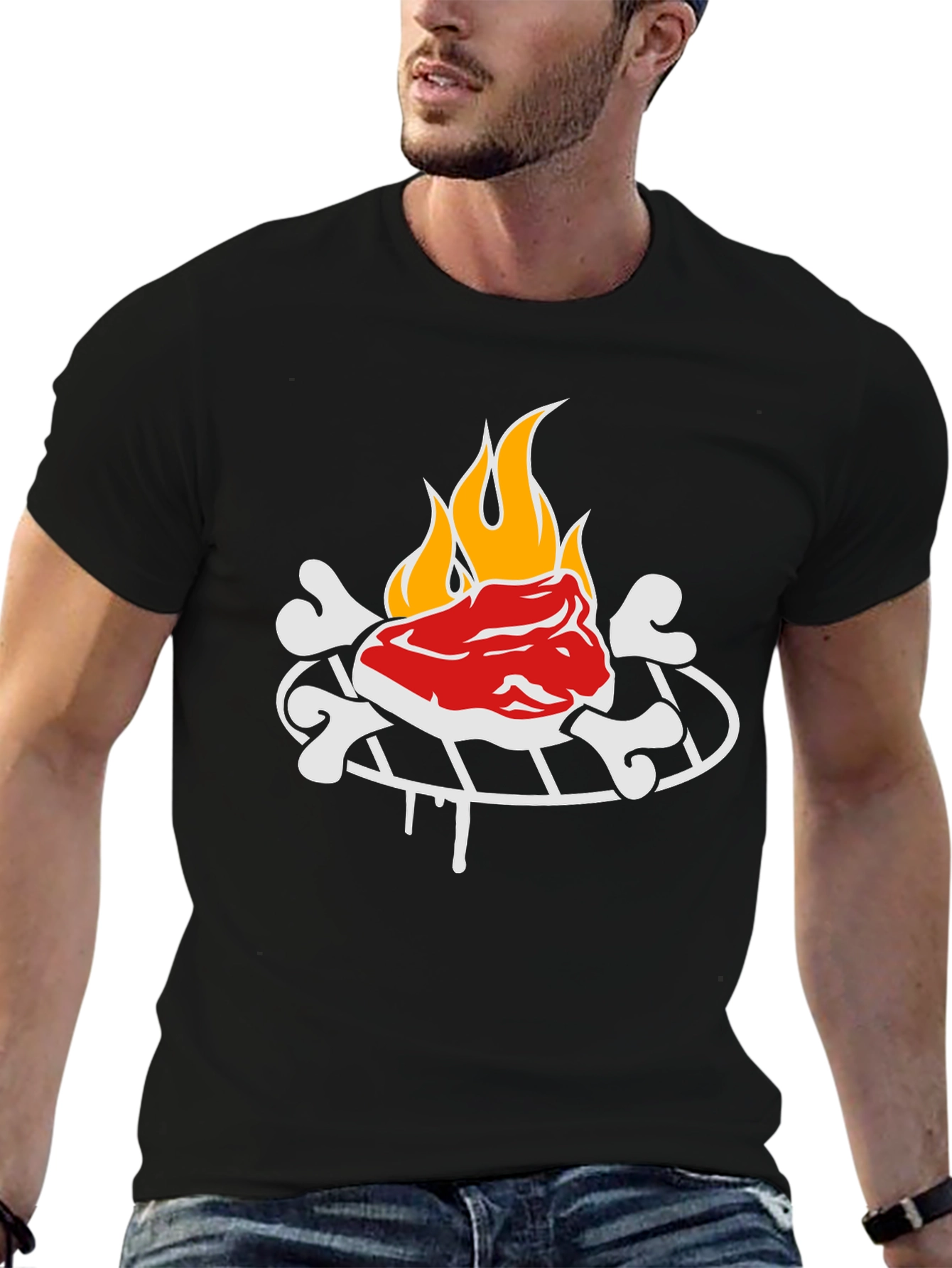 Funny Grilling Graphic Tee - Steak & Bones Design