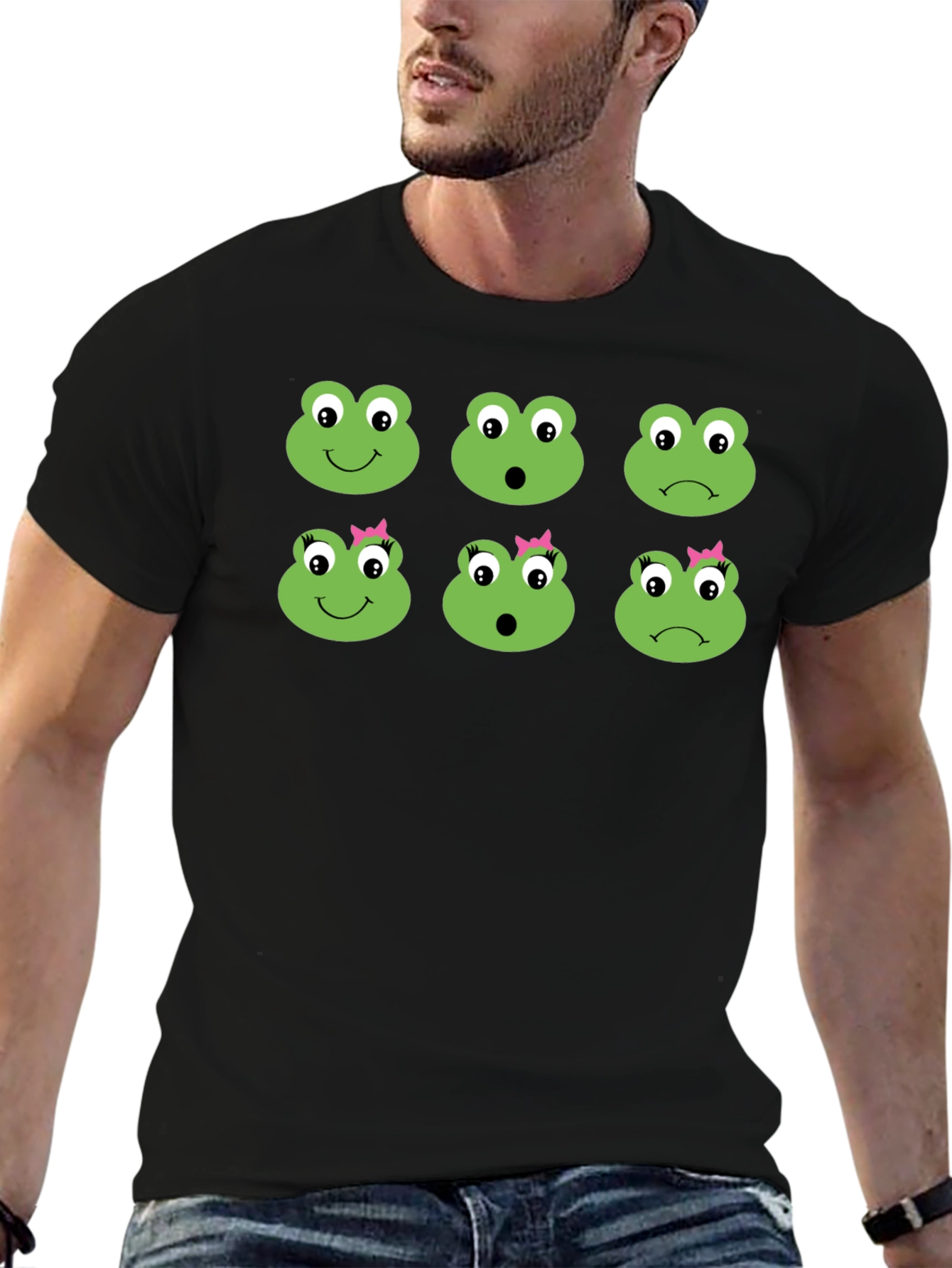 Frog Emotion Face T-Shirt - Unique Expression Tee