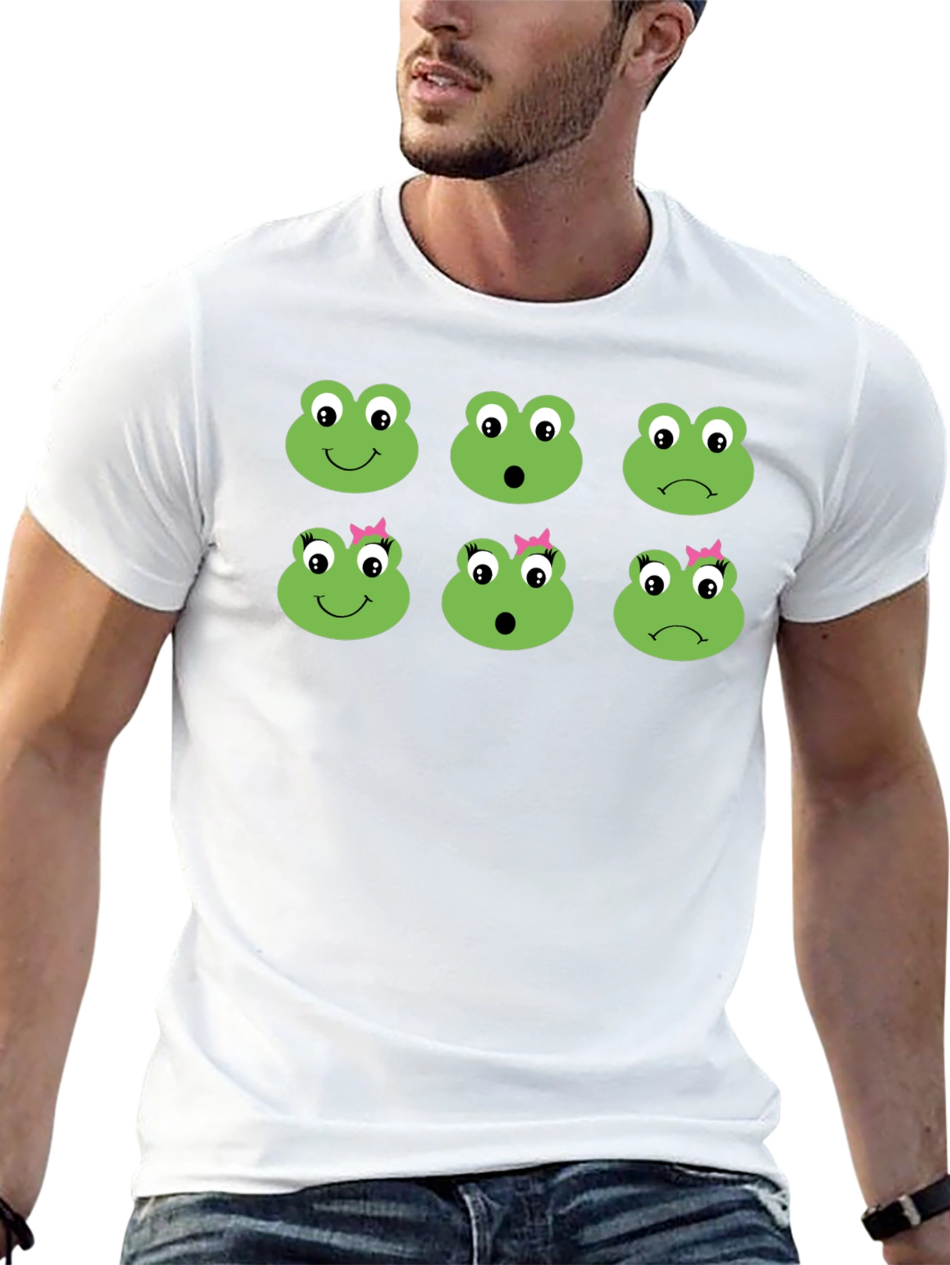 Frog Emotion Face T-Shirt - Unique Expression Tee
