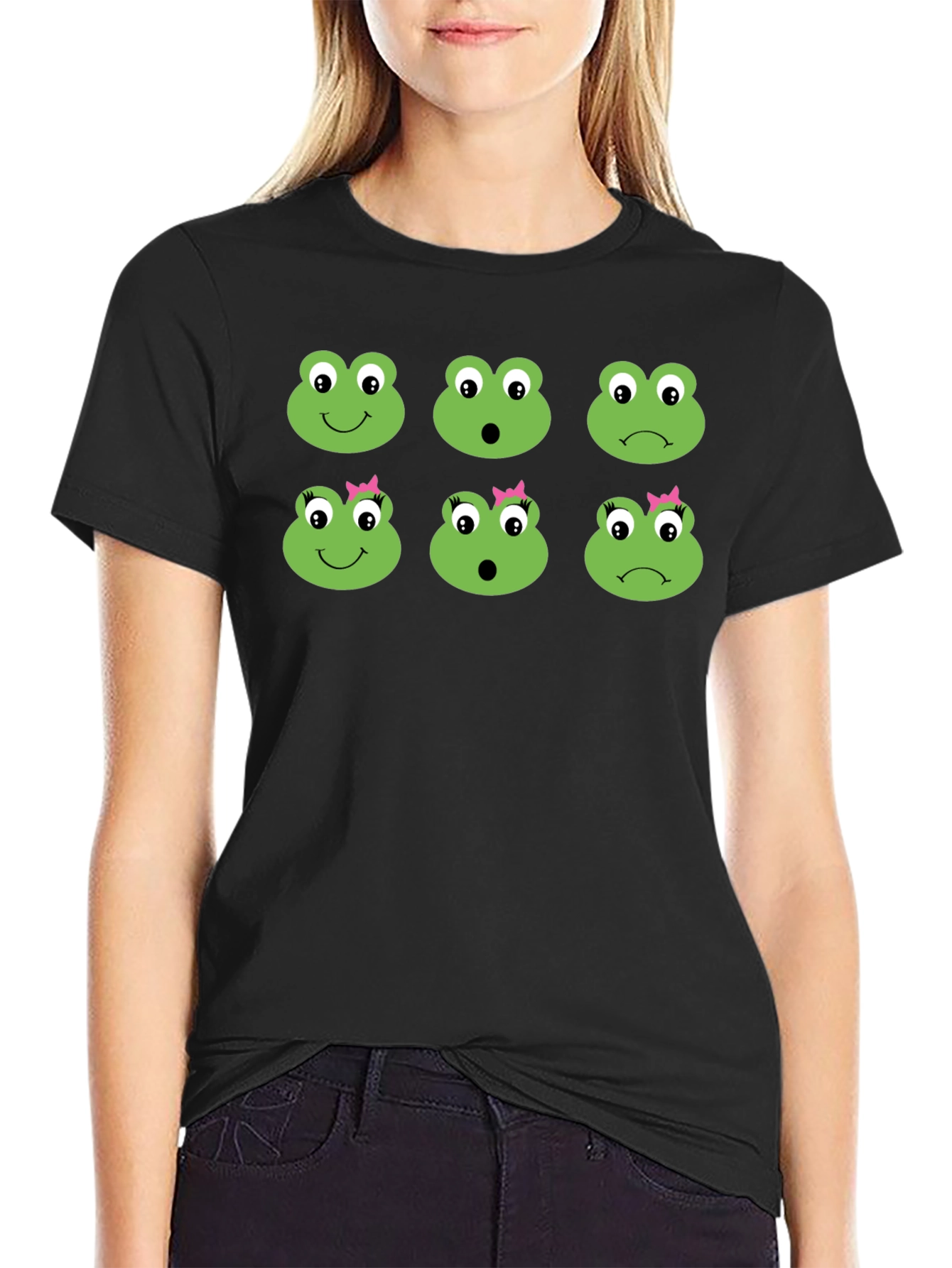 Frog Emotion Face T-Shirt - Unique Expression Tee