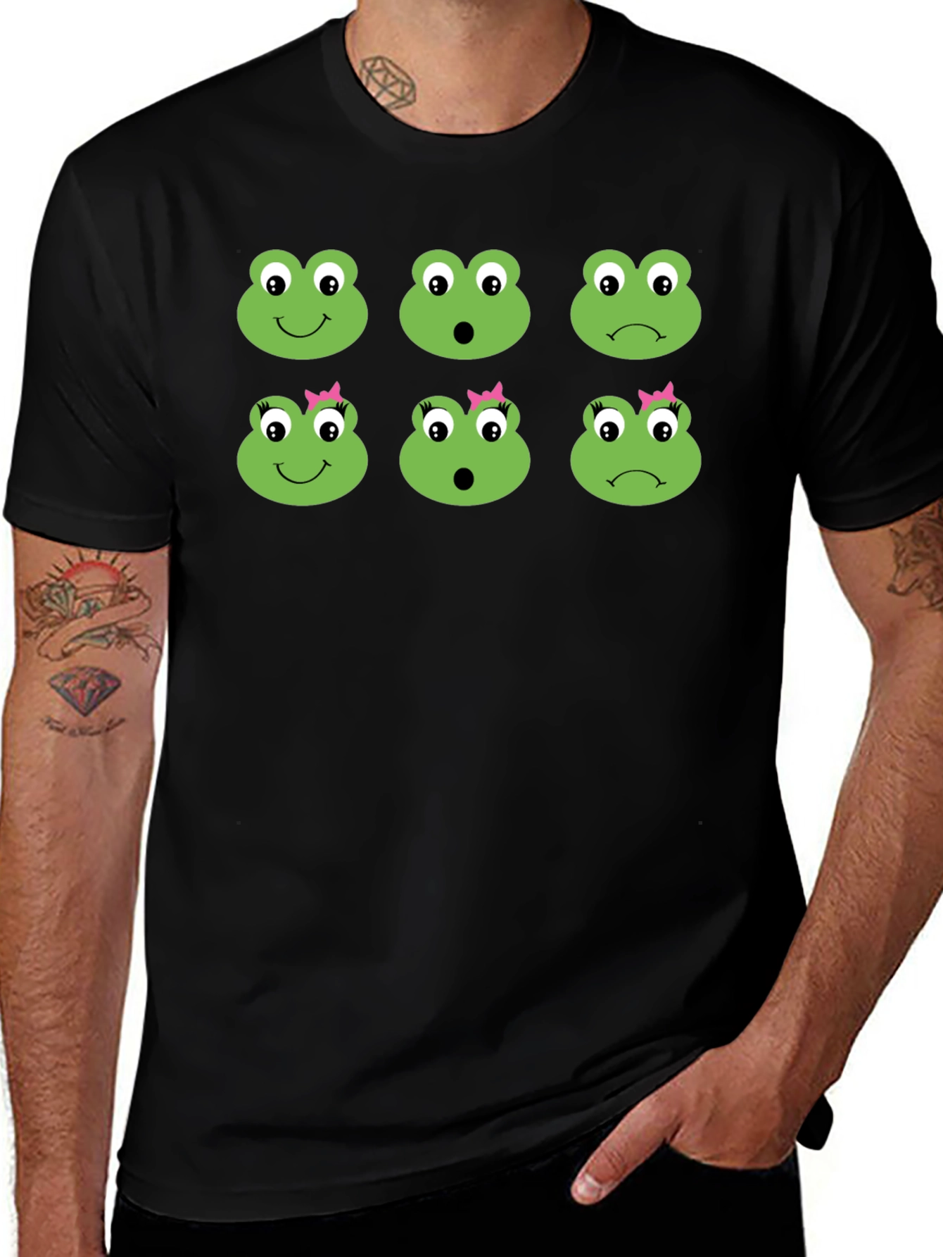 Frog Emotion Face T-Shirt - Unique Expression Tee