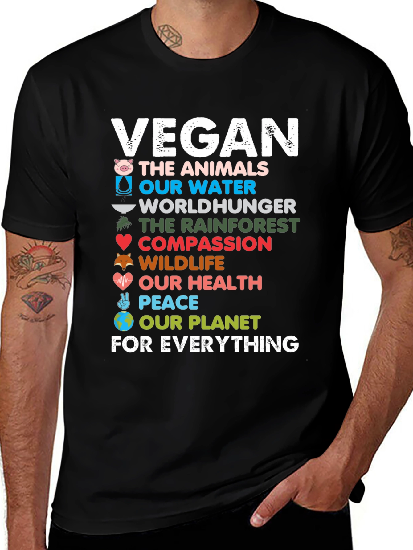 Vegan The Animals Black T-Shirt