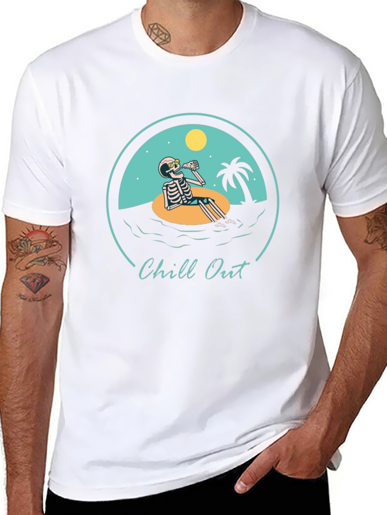 Chill Out Skeleton Graphic Tee - Relaxed Fit