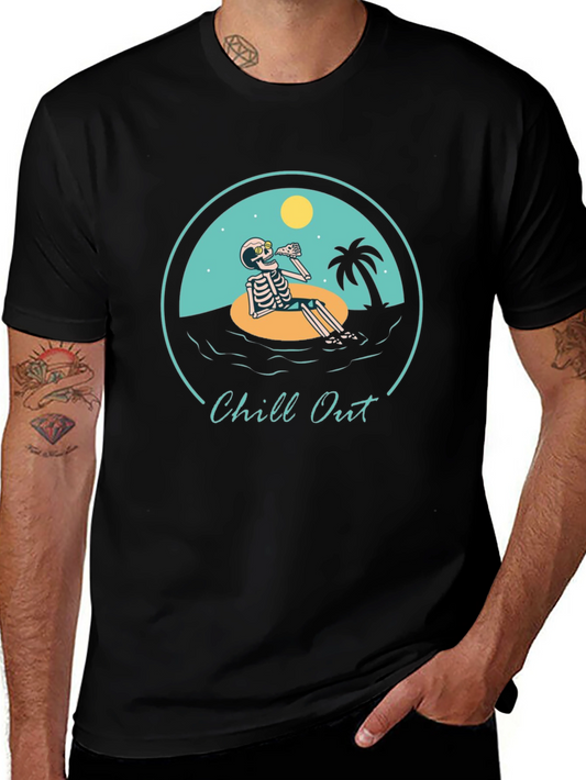 Chill Out Skeleton Graphic Tee - Relaxed Fit