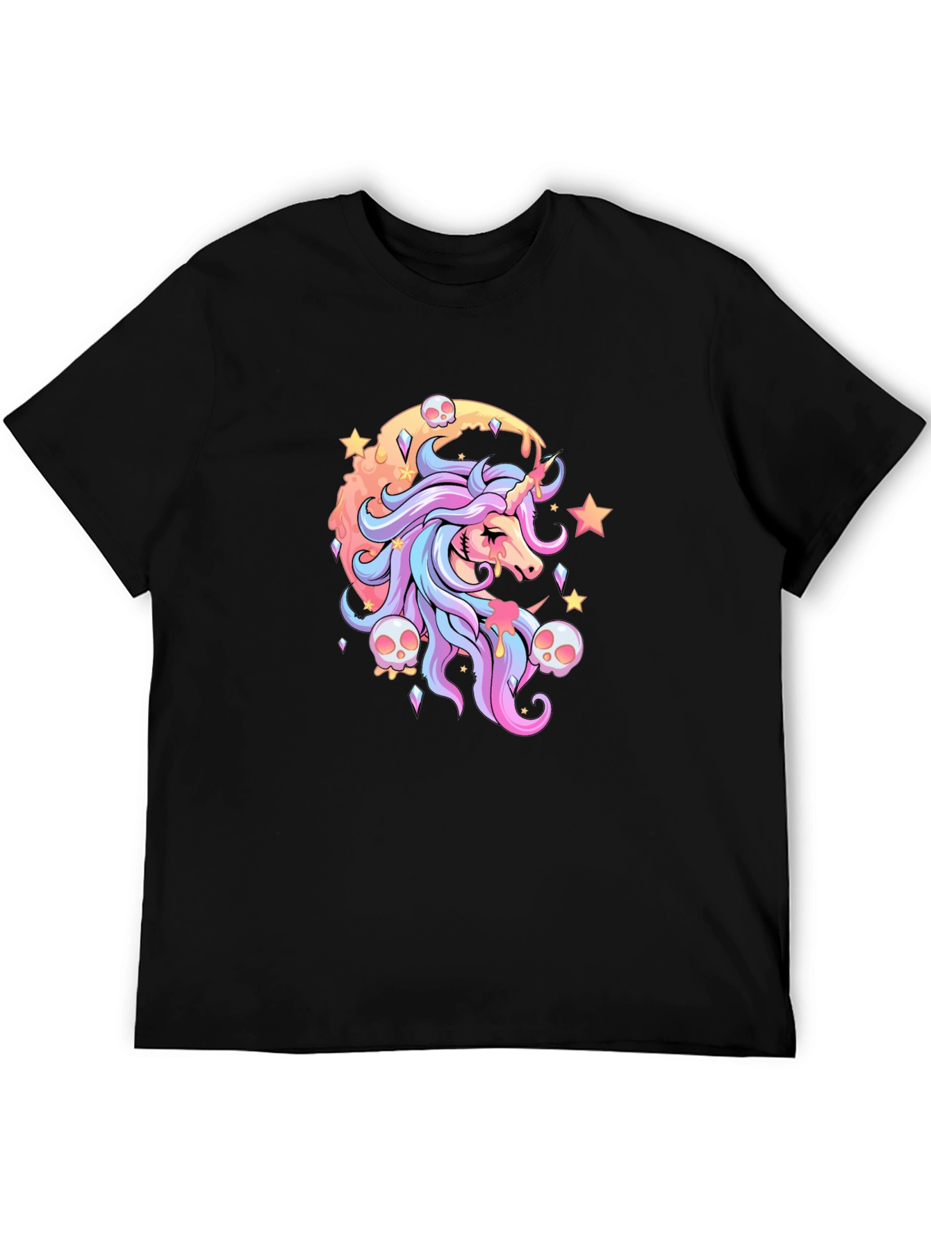 Unicorn & Skulls Graphic Black T-Shirt