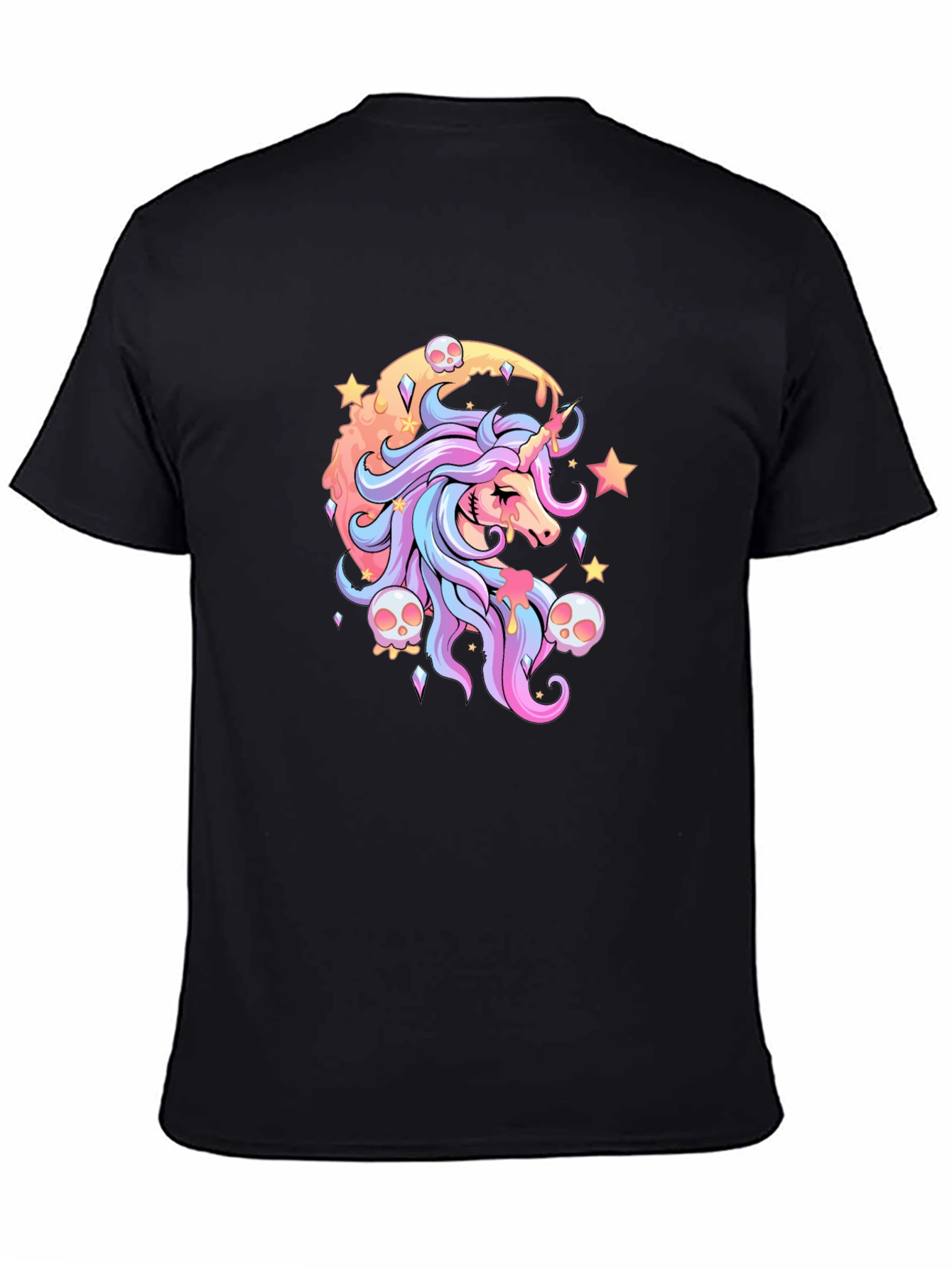 Unicorn & Skulls Graphic Black T-Shirt