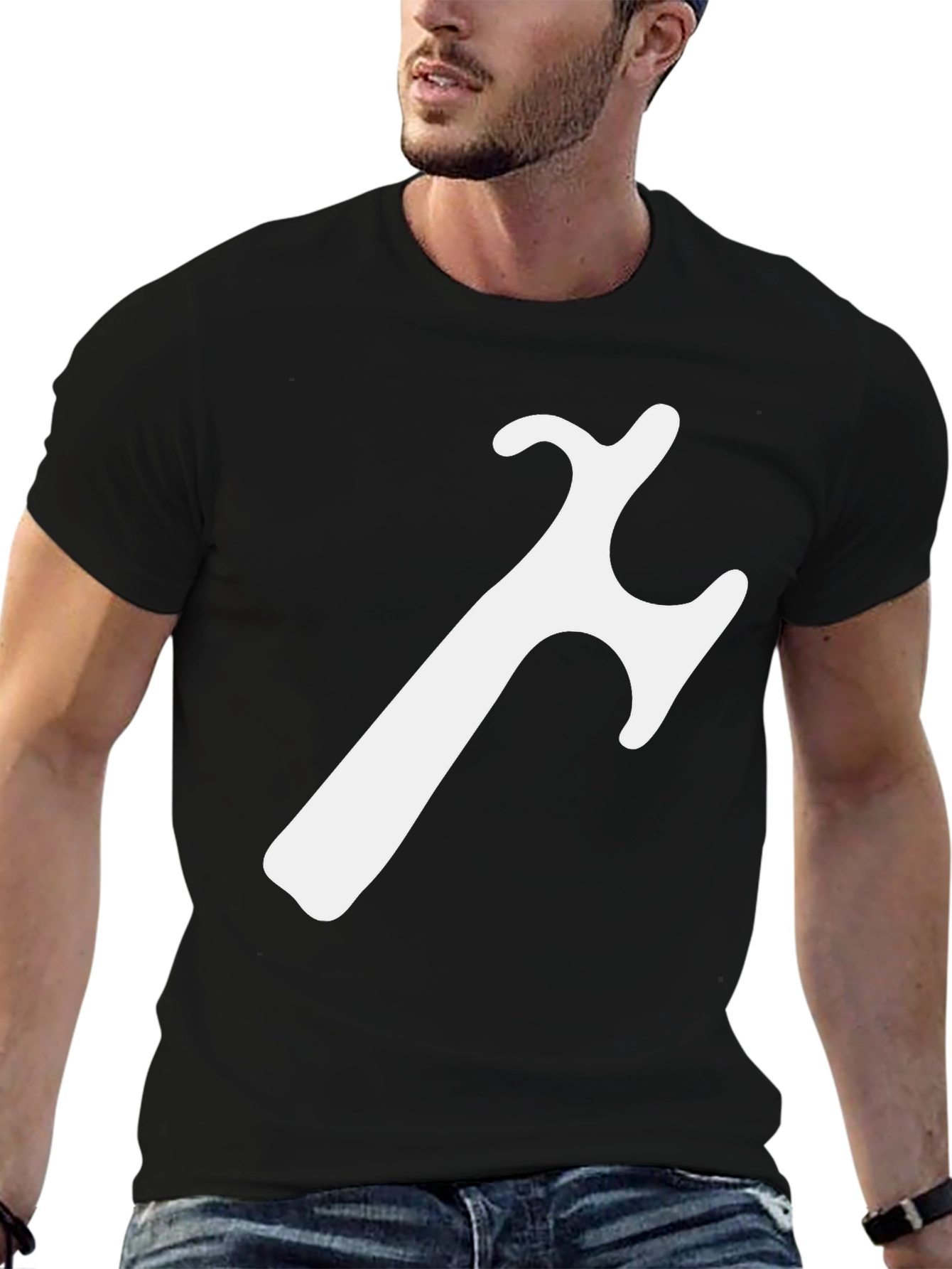 Modern Black T-Shirt with Abstract White Graphic