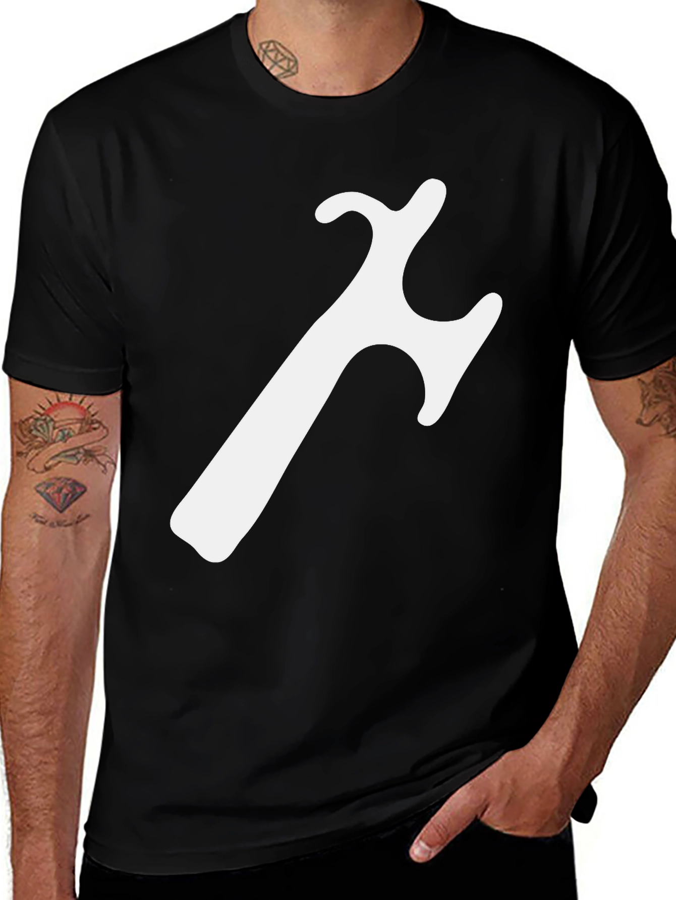 Modern Black T-Shirt with Abstract White Graphic
