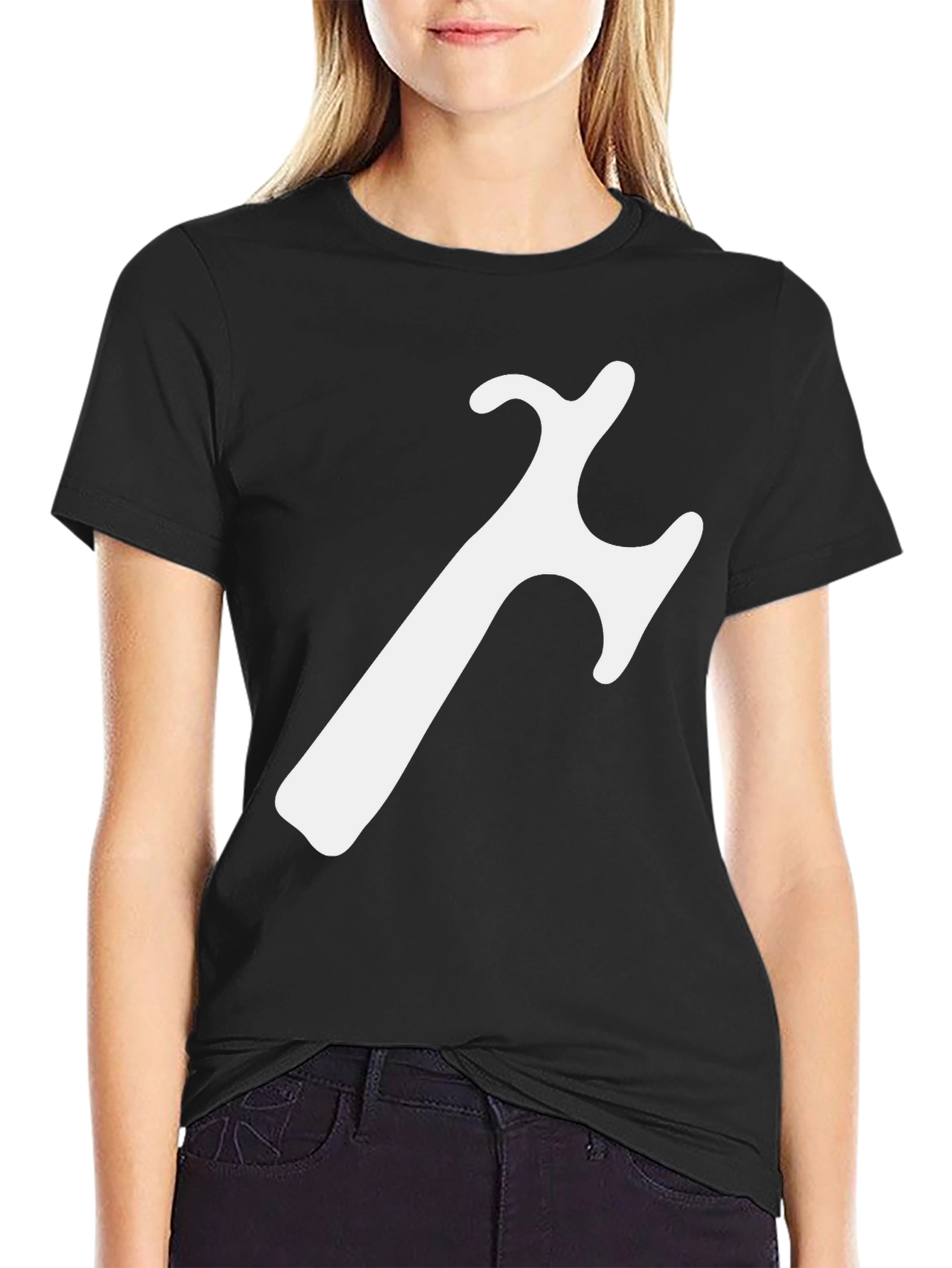 Modern Black T-Shirt with Abstract White Graphic