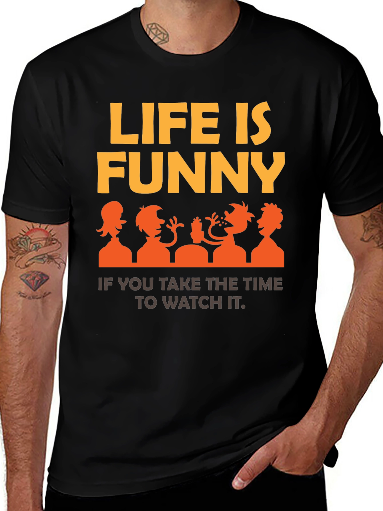 Funny Life Graphic Tee | Mens Black T-Shirt