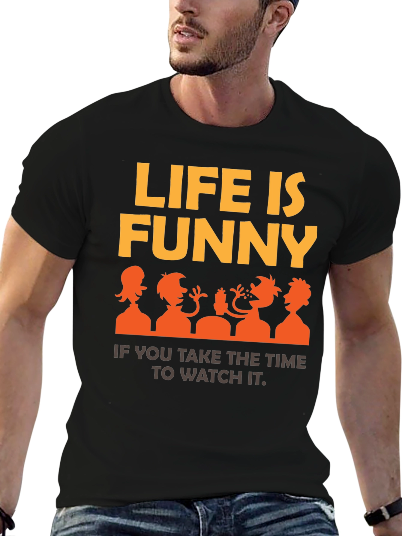 Funny Life Graphic Tee | Mens Black T-Shirt