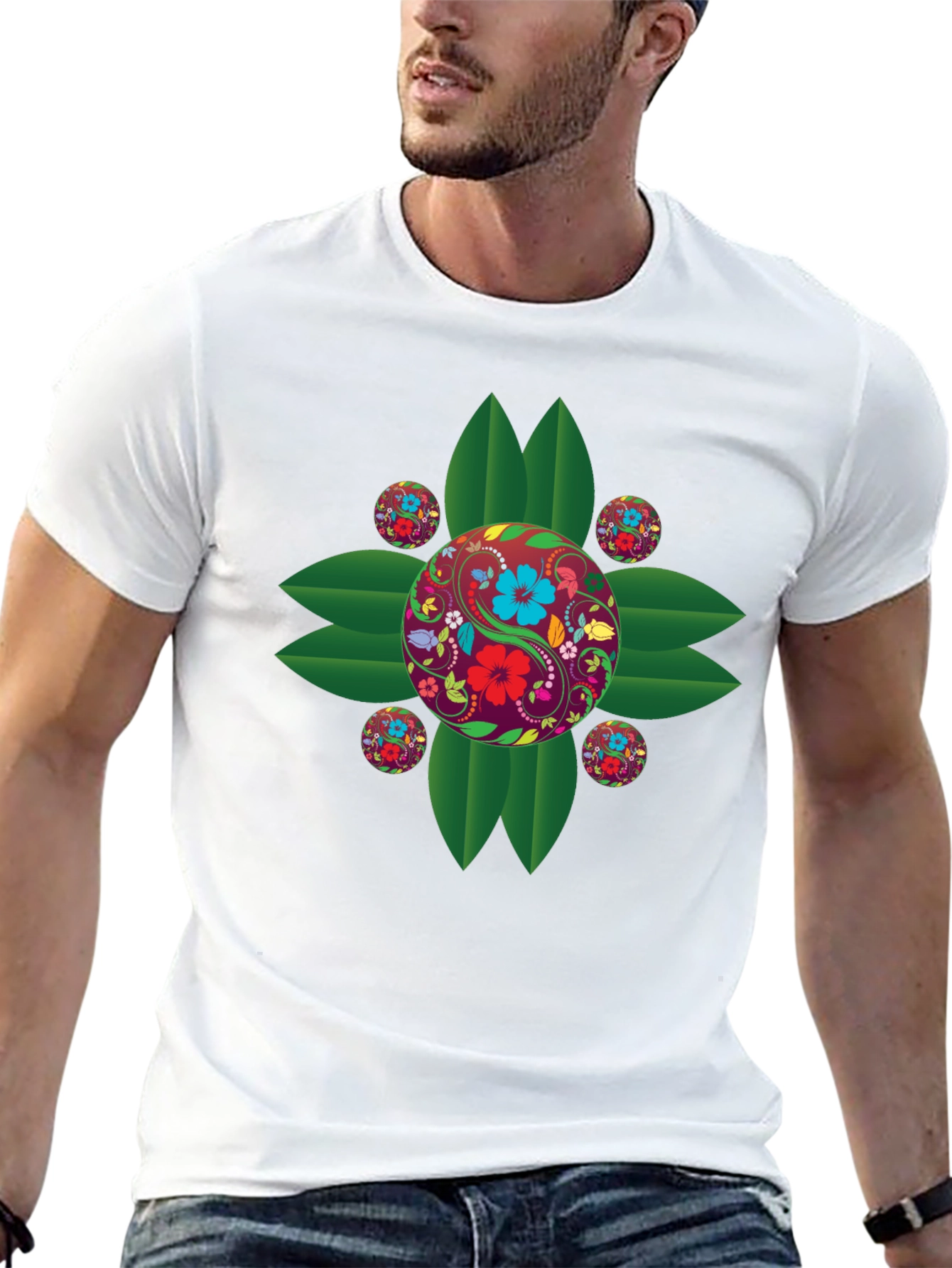 Floral Yin Yang Graphic T-Shirt