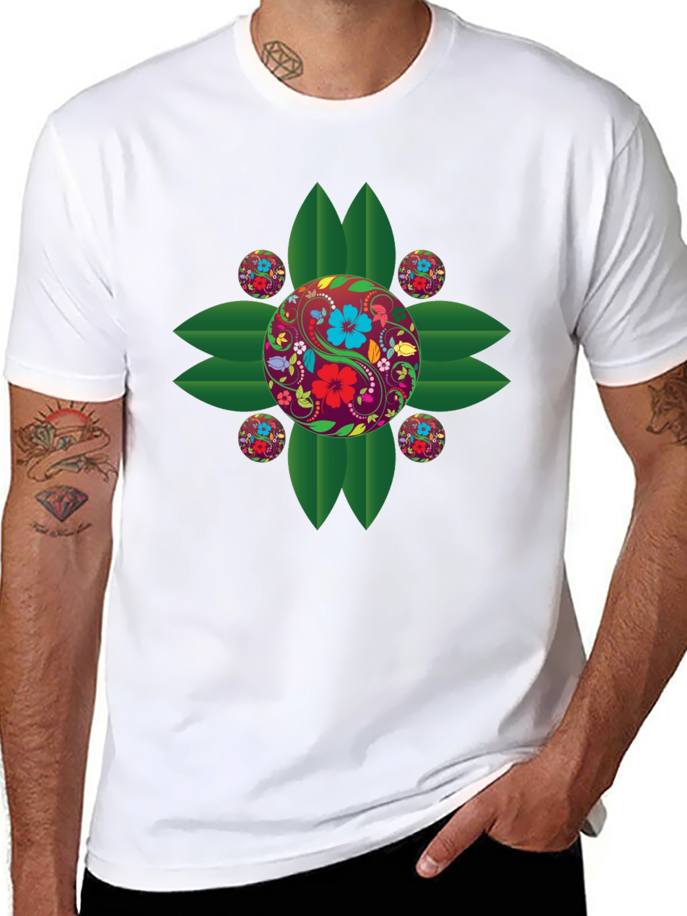 Floral Yin Yang Graphic T-Shirt
