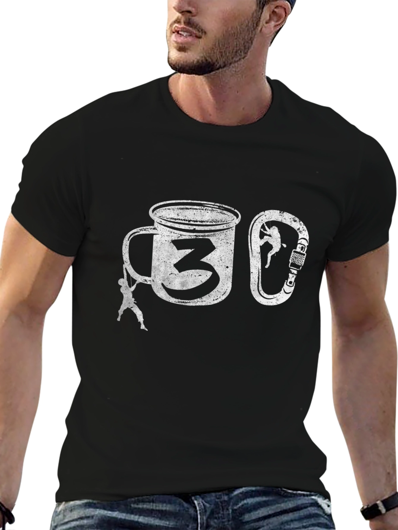 Climbing Coffee Mug T-Shirt -  Climber Graphic Tee