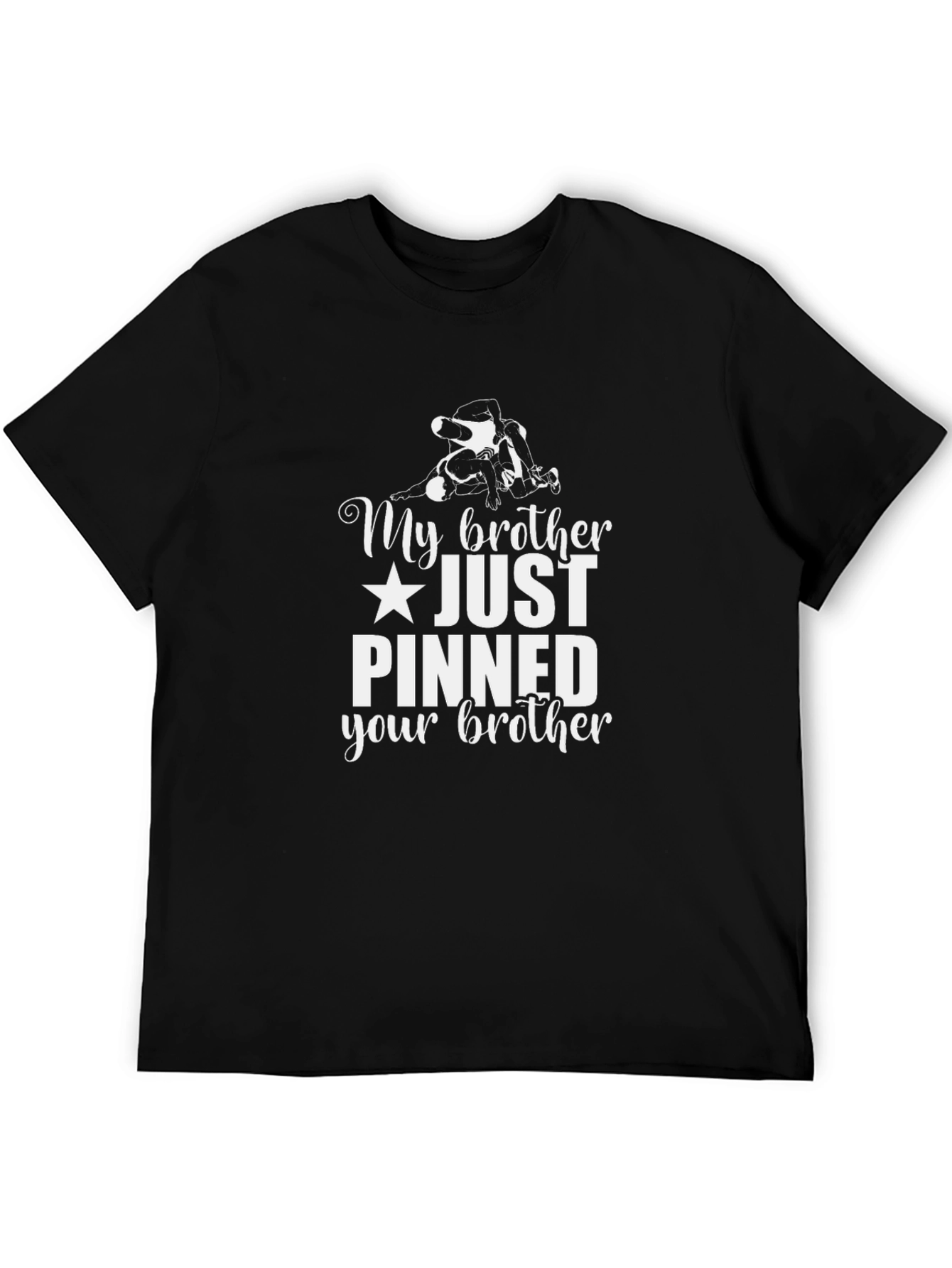 Wrestling Brother Black Graphic T-Shirt