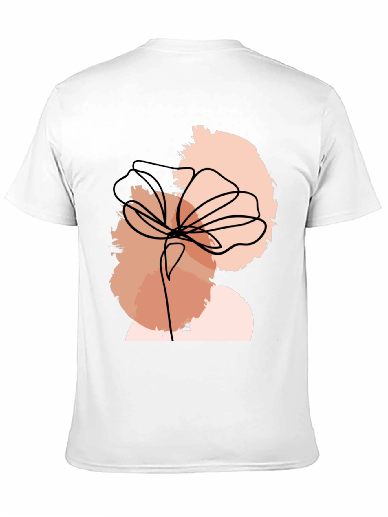 Abstract Floral Line Art Black T-Shirt