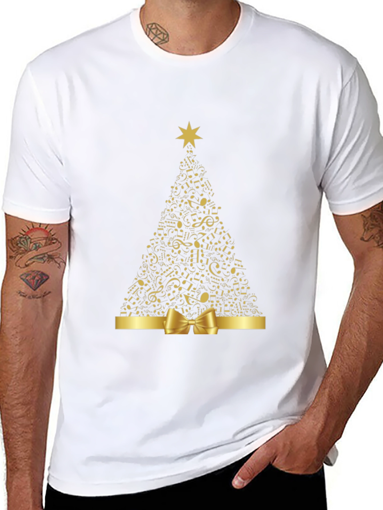 Musical Notes Christmas Tree Graphic T-Shirt