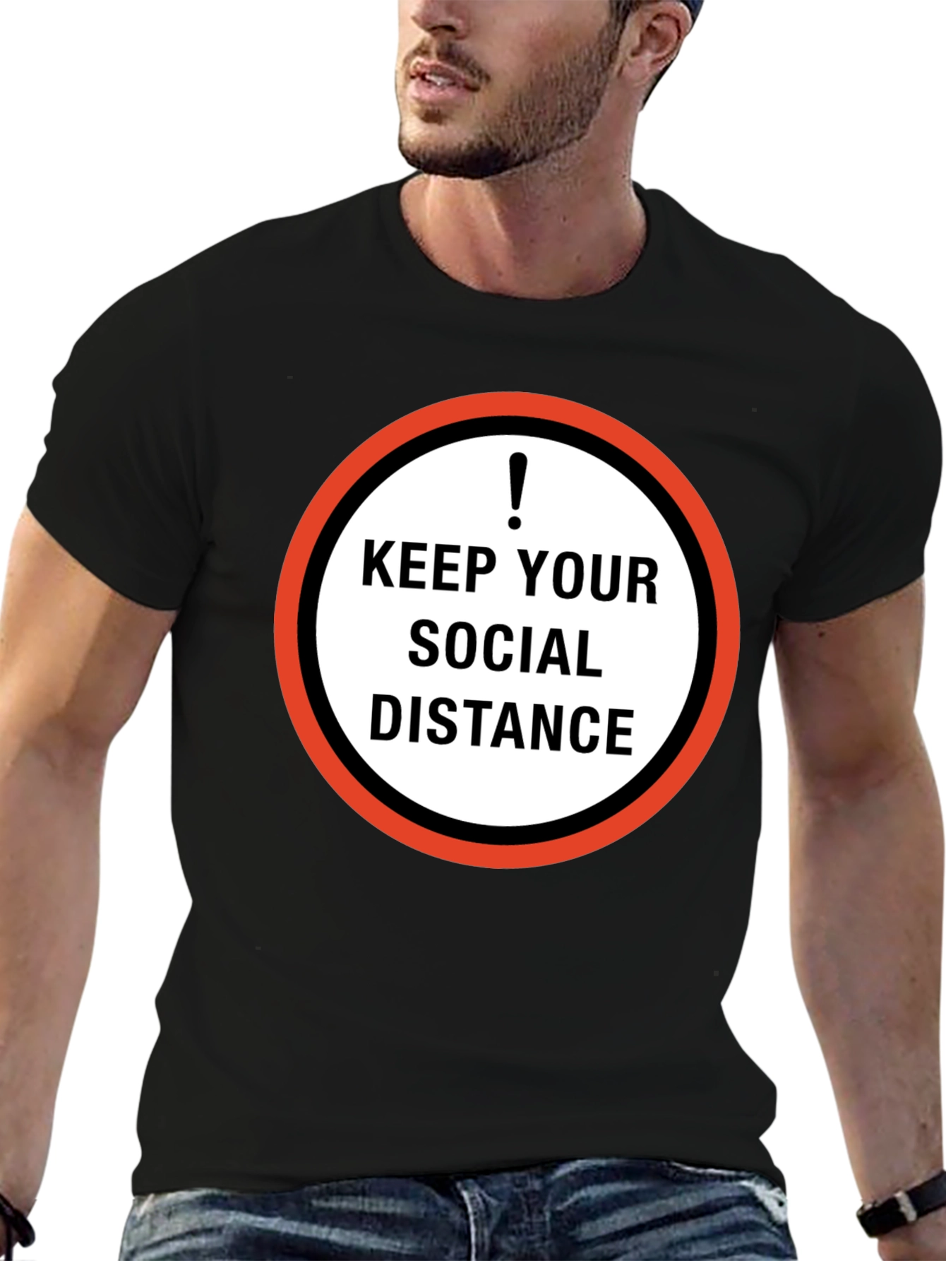 Keep Your Social Distance Graphic Tee - Black