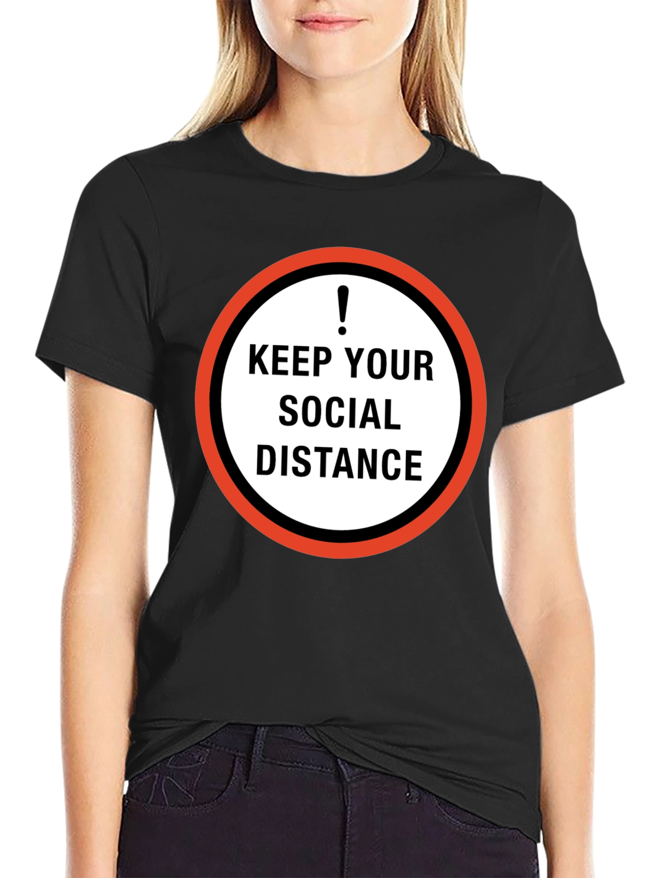 Keep Your Social Distance Graphic Tee - Black