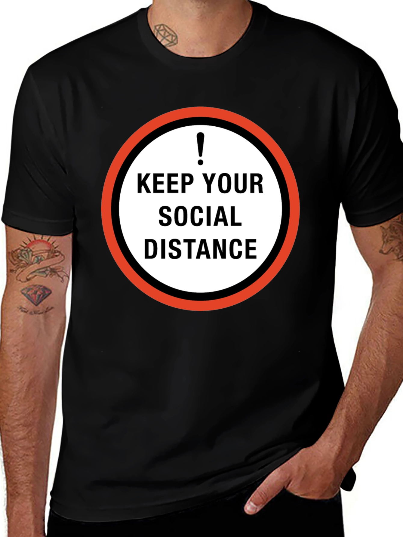 Keep Your Social Distance Graphic Tee - Black