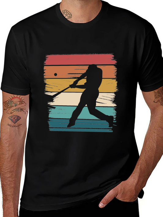 Vintage Baseball Silhouette Graphic Tee - Black