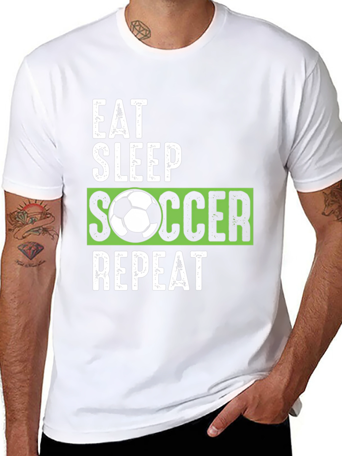 Eat Sleep Soccer Repeat Black Graphic Tee