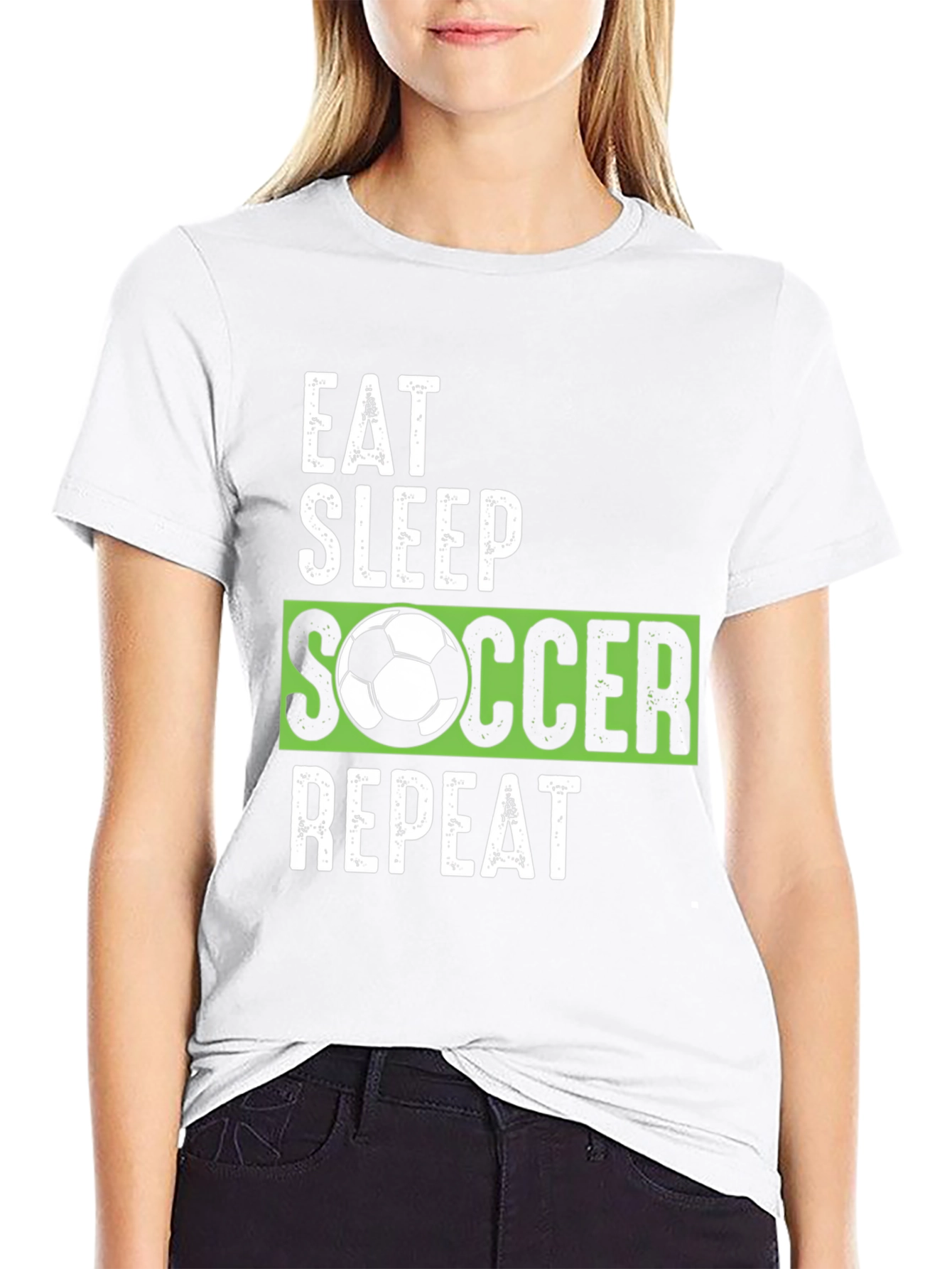 Eat Sleep Soccer Repeat Black Graphic Tee