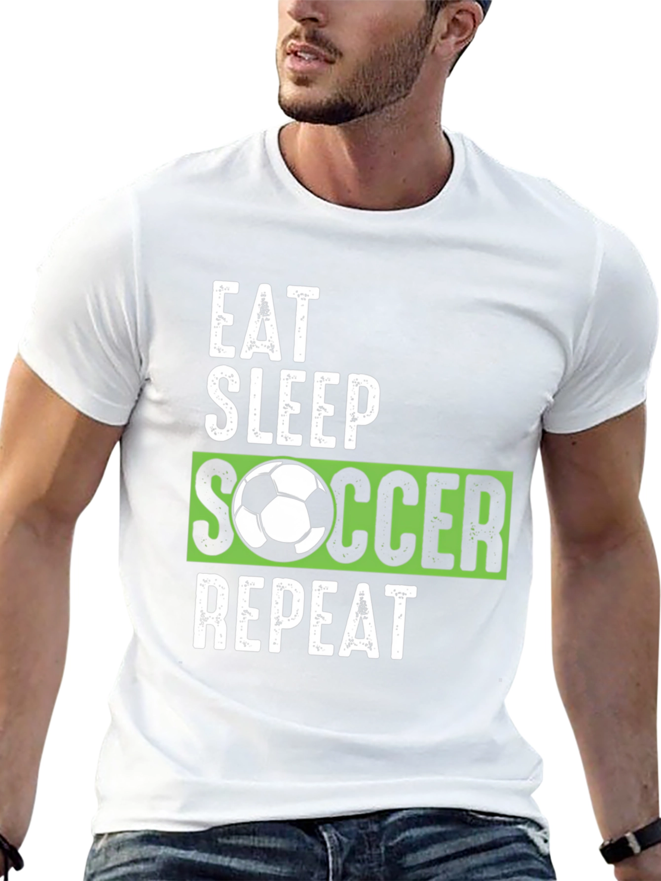 Eat Sleep Soccer Repeat Black Graphic Tee