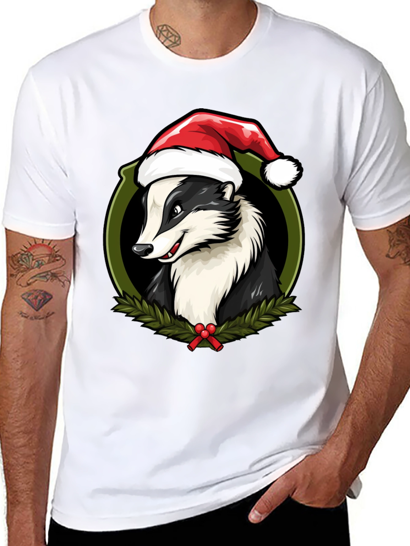 Festive Badger Christmas T-Shirt