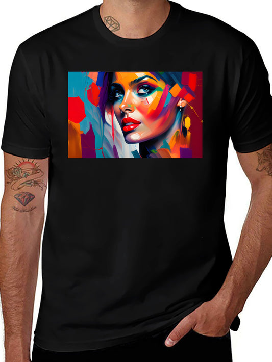 Abstract Woman Portrait Black T-Shirt