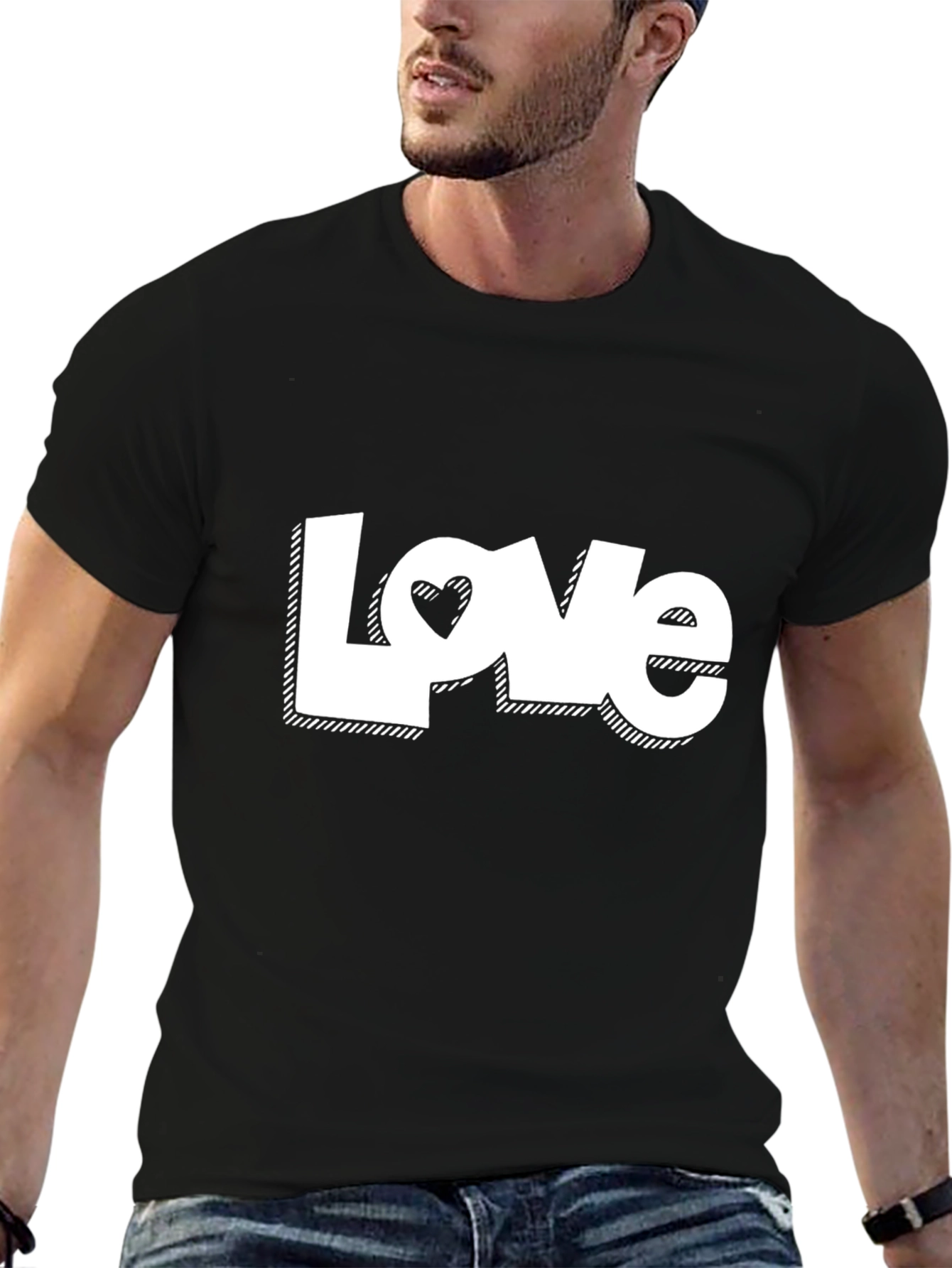 Love Heart Graphic Tee - Stylish Black T-Shirt
