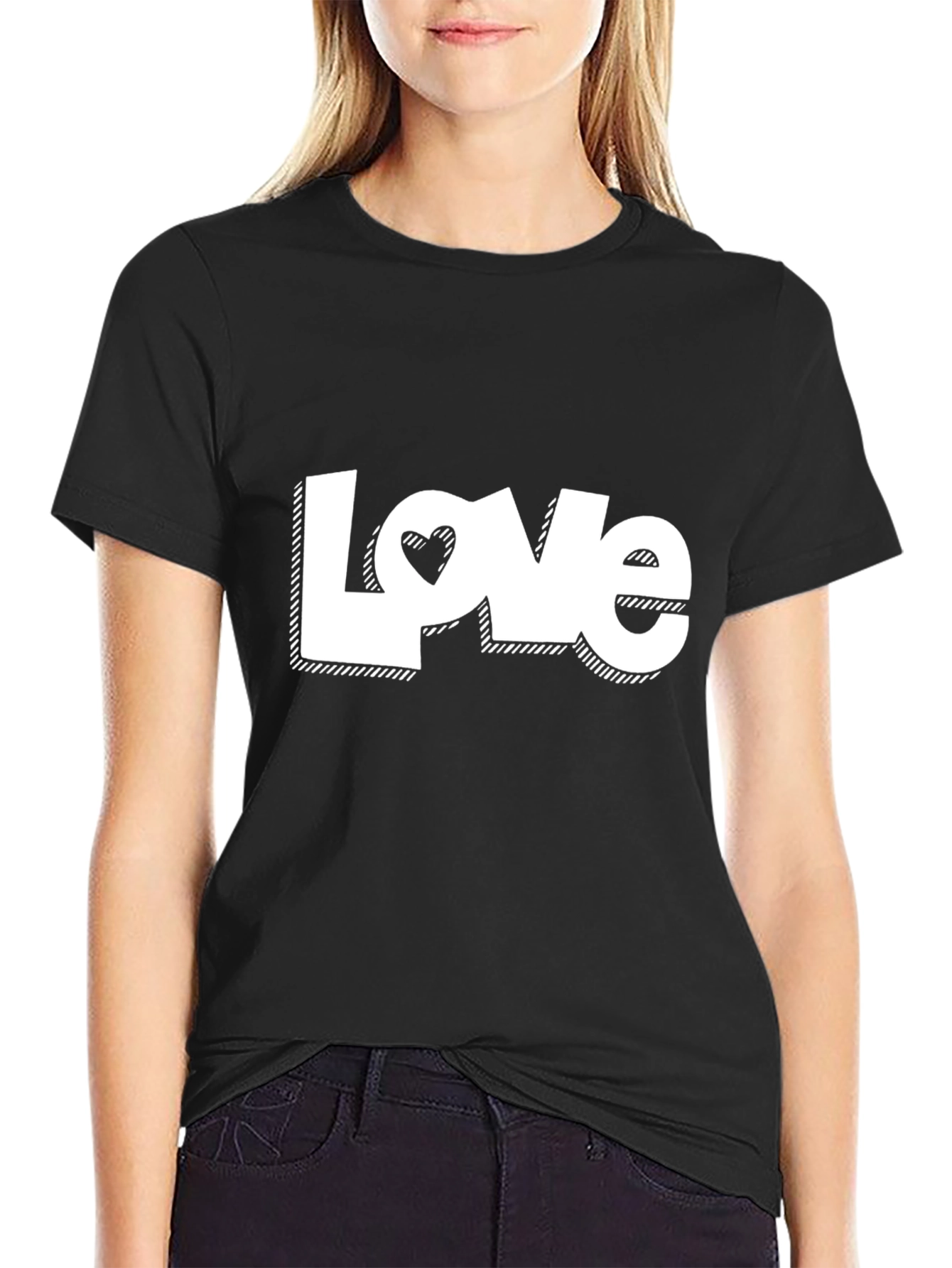 Love Heart Graphic Tee - Stylish Black T-Shirt
