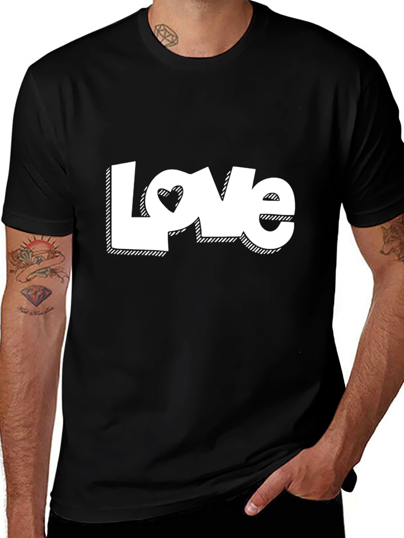 Love Heart Graphic Tee - Stylish Black T-Shirt