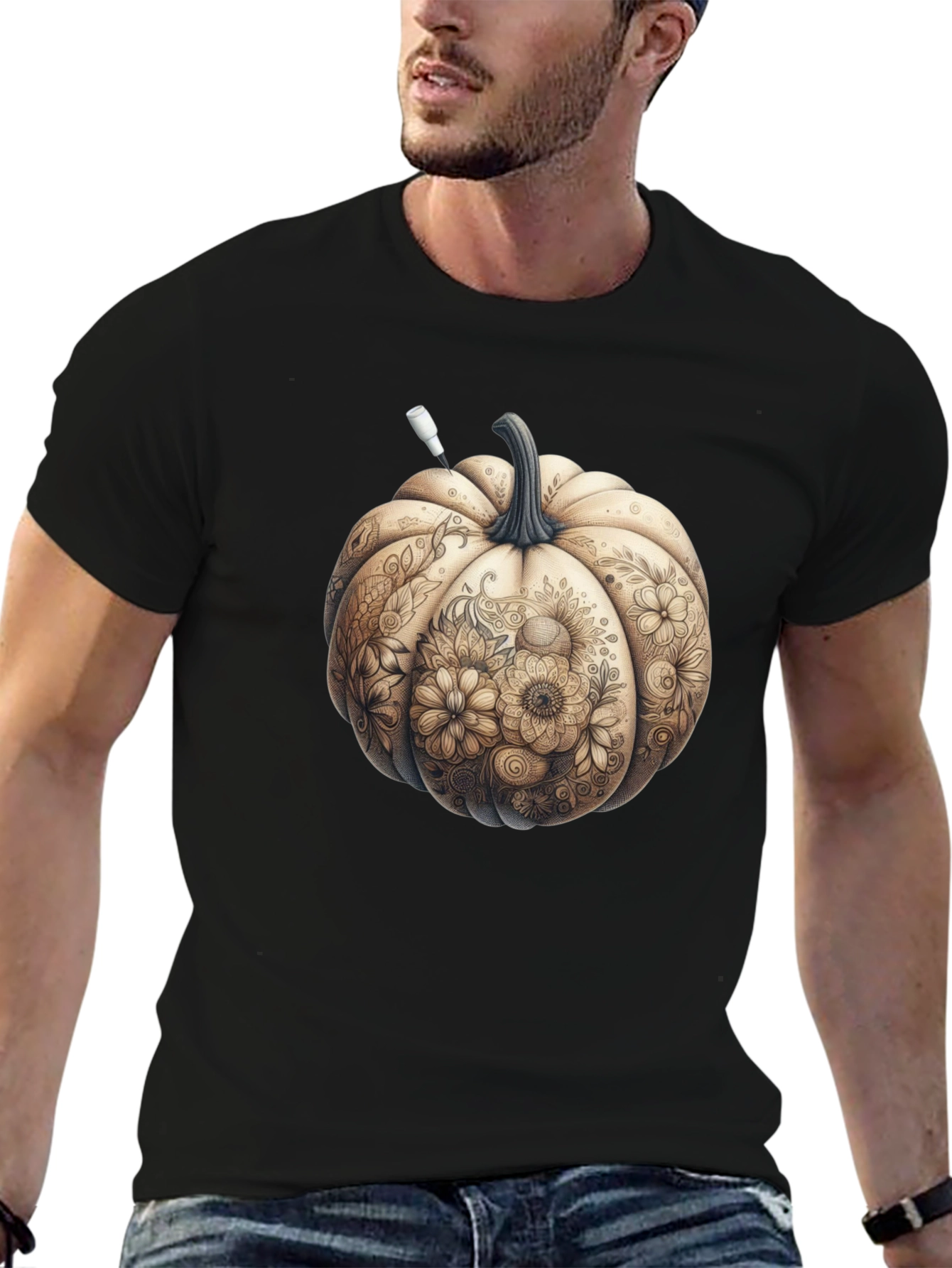 Floral Pumpkin Graphic Tee - Fall Style