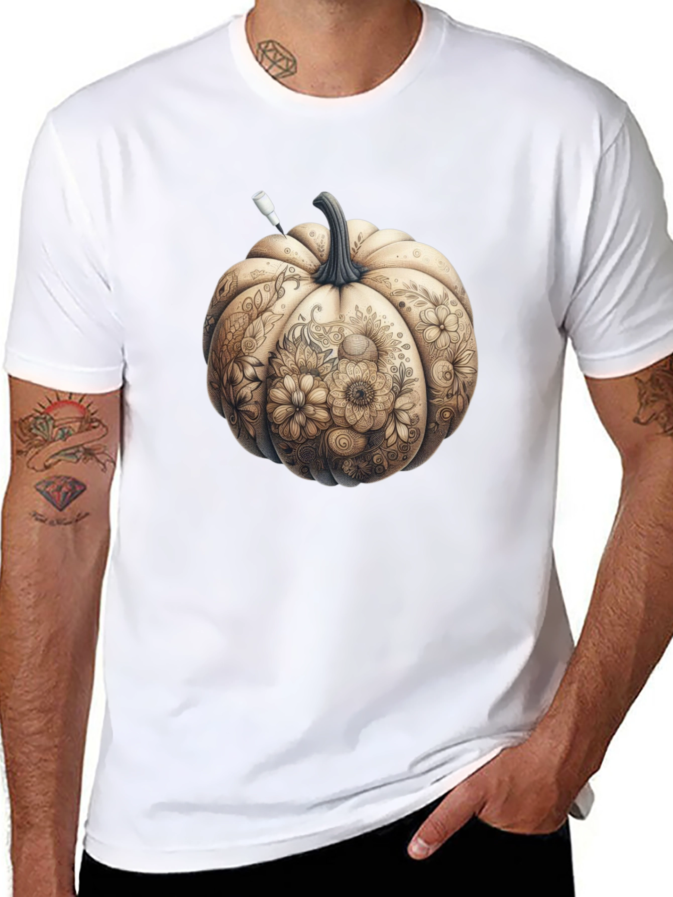 Floral Pumpkin Graphic Tee - Fall Style