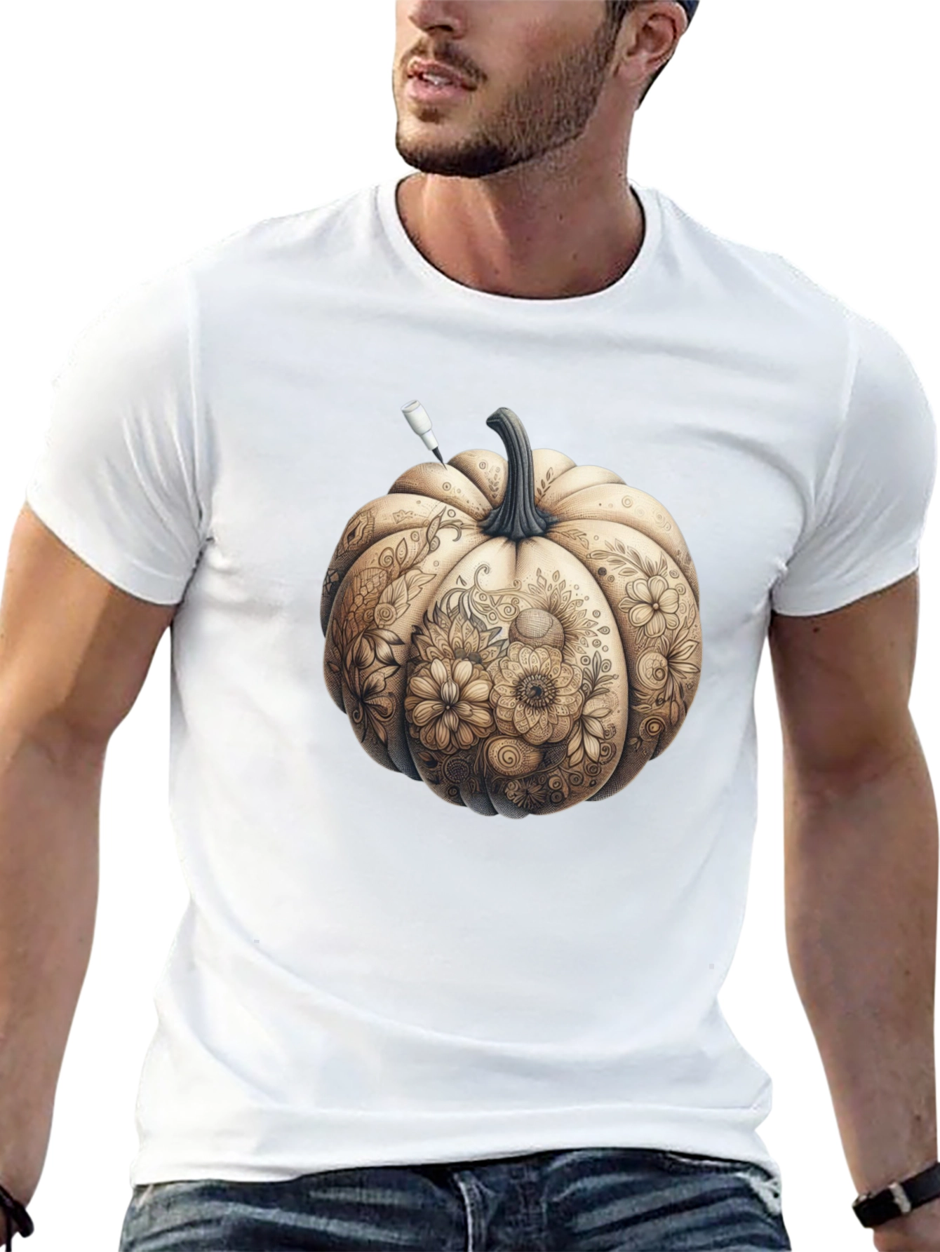 Floral Pumpkin Graphic Tee - Fall Style