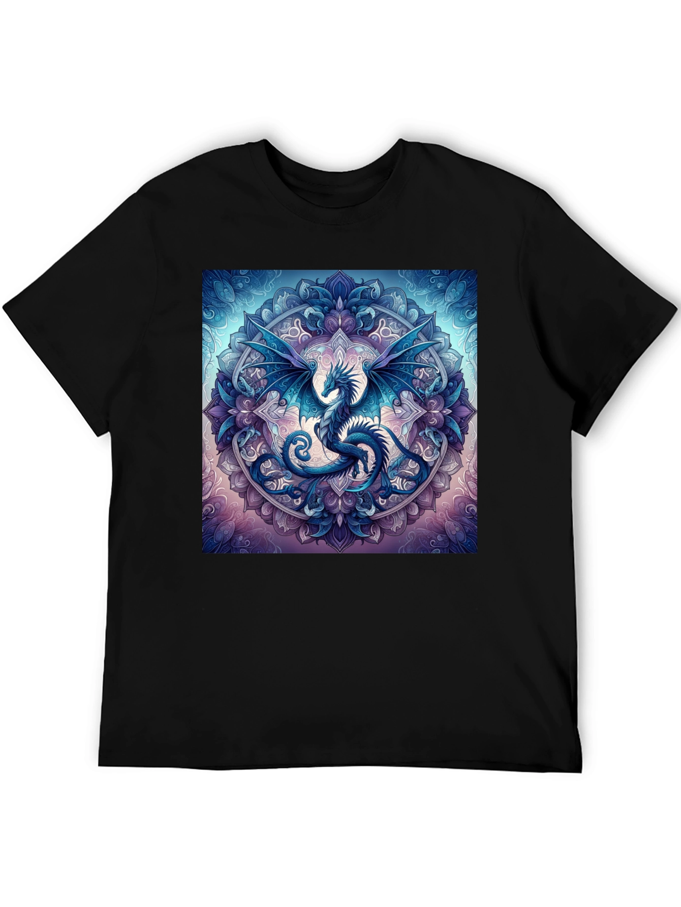Dragon Mandala Graphic Tee - Fantasy Style