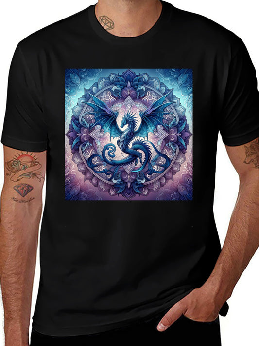 Dragon Mandala Graphic Tee - Fantasy Style