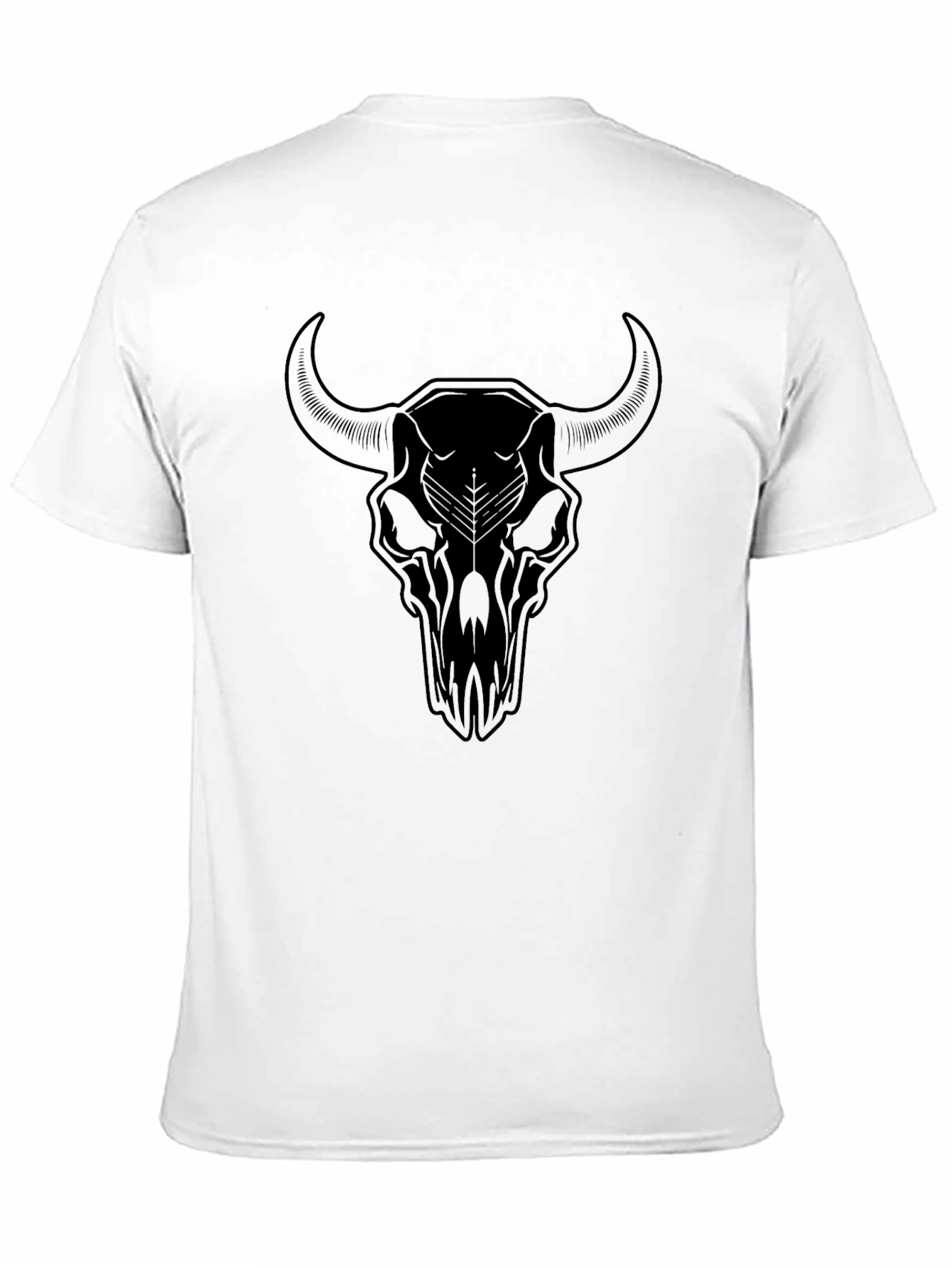 Bull Skull Graphic Tee - Black Cotton T-Shirt